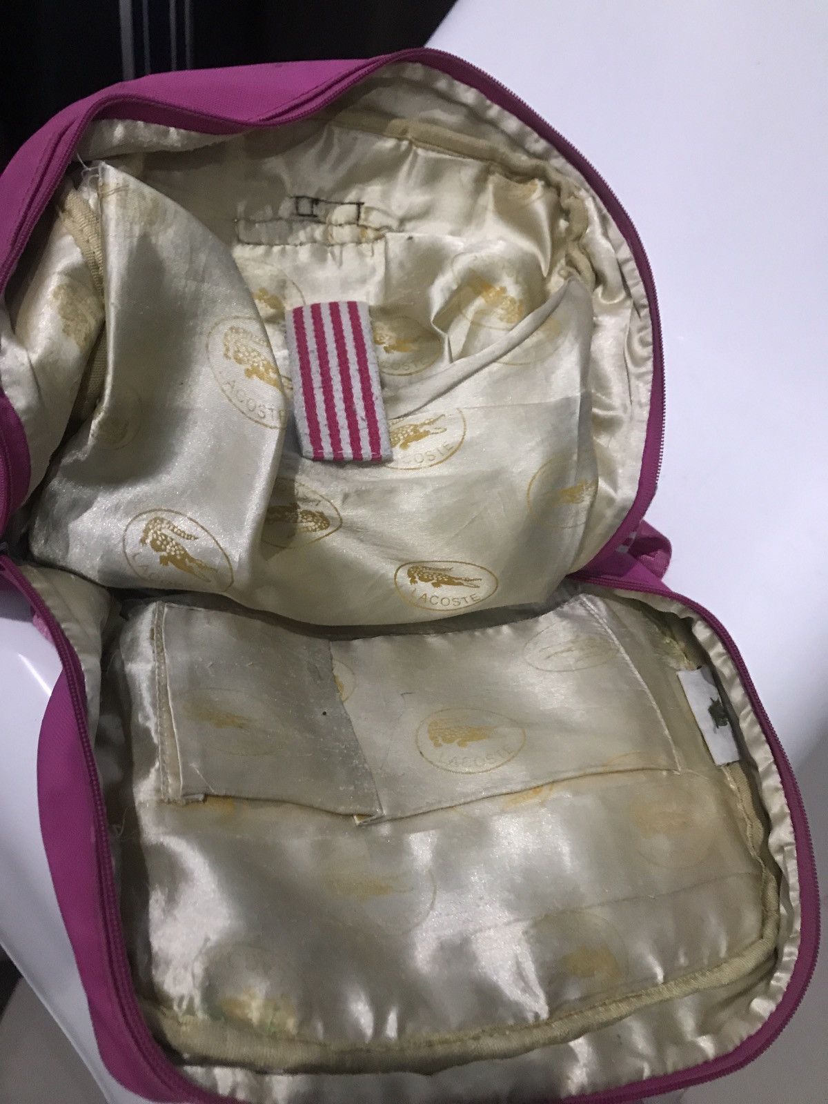 Designer × Lacoste × Vintage Lacoste Pink Backpack Times To Back To School Material Pvc Size ONE SIZE - 5 Thumbnail