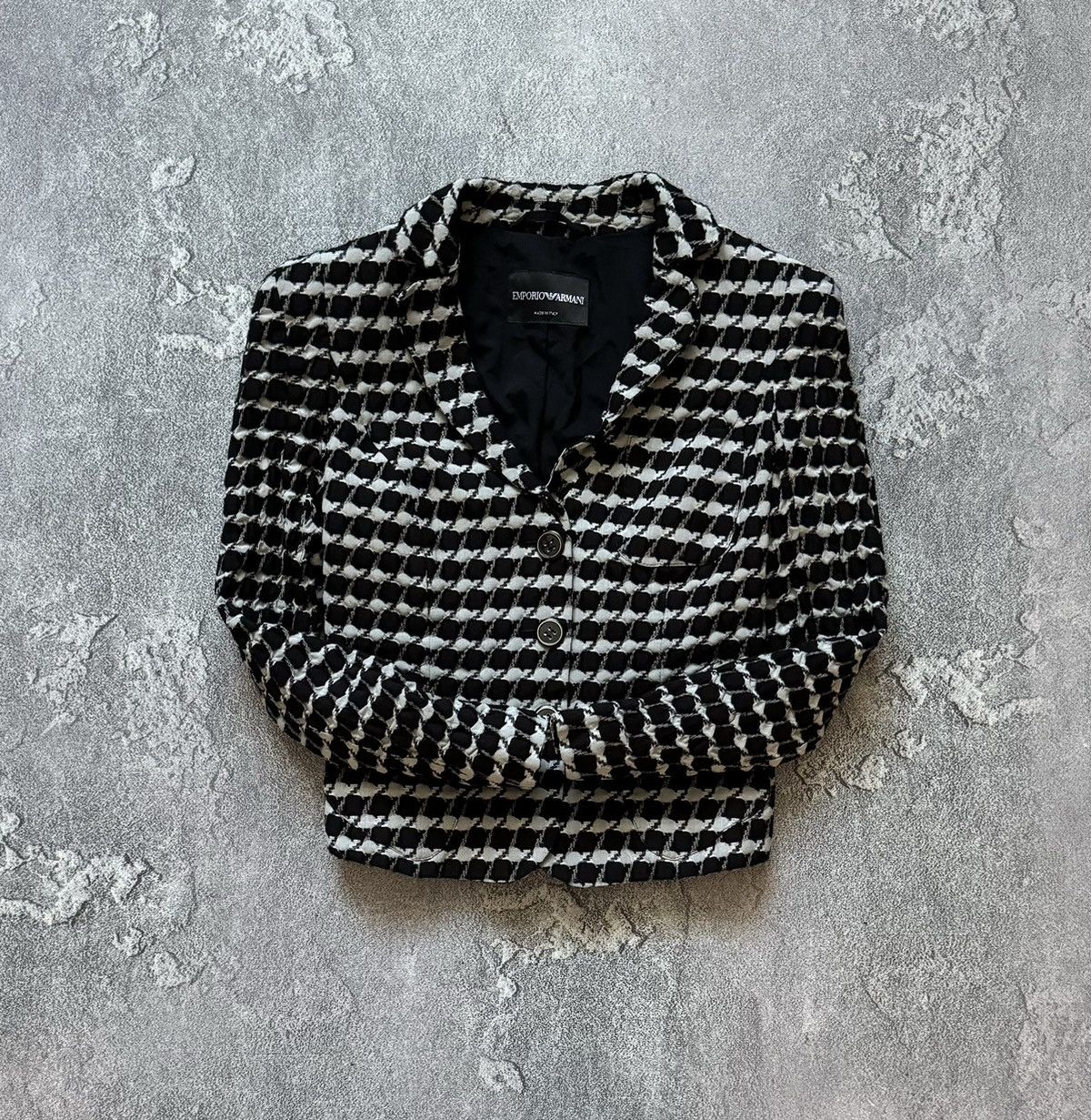 Emporio Armani 42 checkered black white blazer button jacket