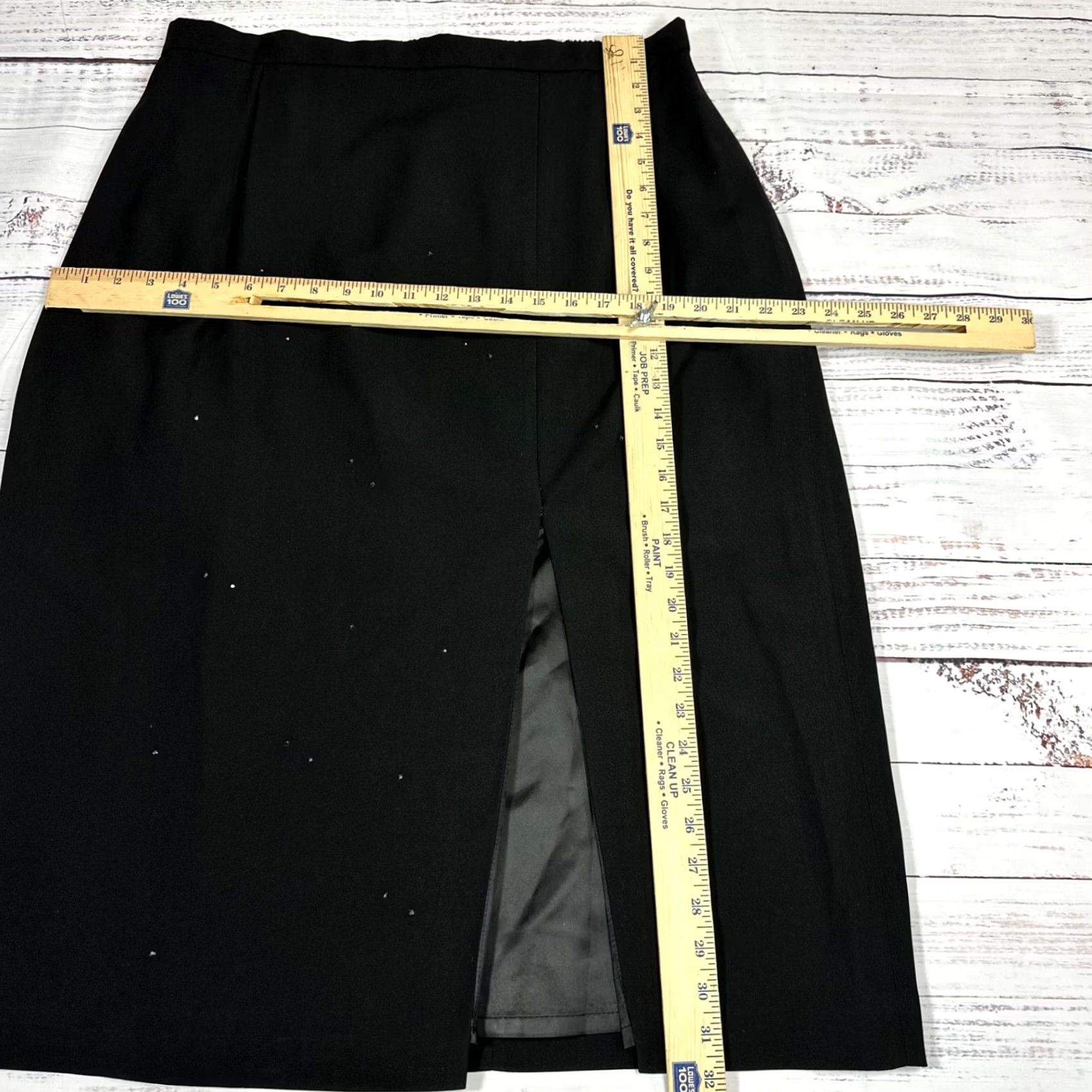 Vintage Solini Womens Crystal Embellished Midi Skirt Sz 18 Black Walking Vent Back Zip Skirt Women Black 18 Retro? Size 40" / US 18 - 2 Thumbnail