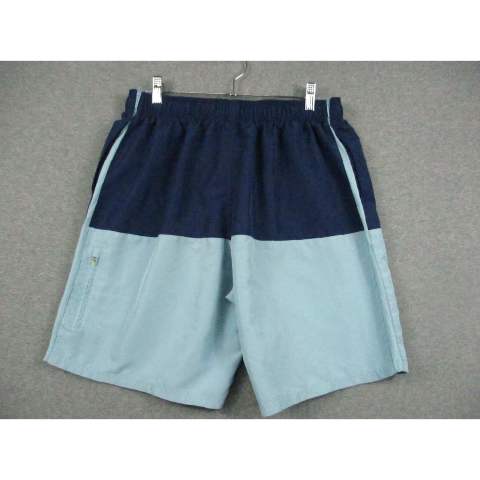 Nike Nike Board Shorts L Men's Blue Colorblock Lined Pockets Surfing Beach 90s Logo - Middle by Nike? Size US 33 - 3 Thumbnail