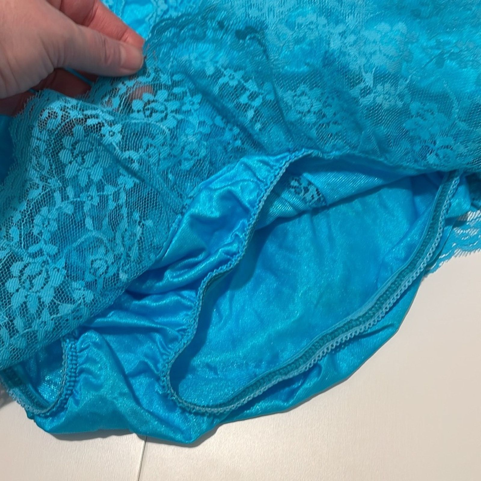 Vintage Nan Flower Brand Teal Blue Teddy Size Large Vintage Lingerie Size ONE SIZE - 3 Thumbnail