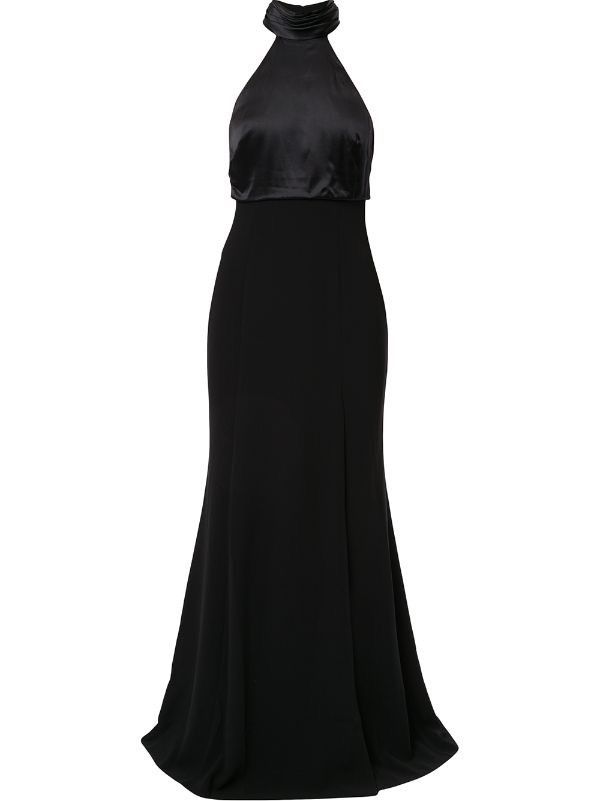 image of $695 Cinq A Sept Alexandra Halterneck Gown Size10 in Black, Women's (Size Large)