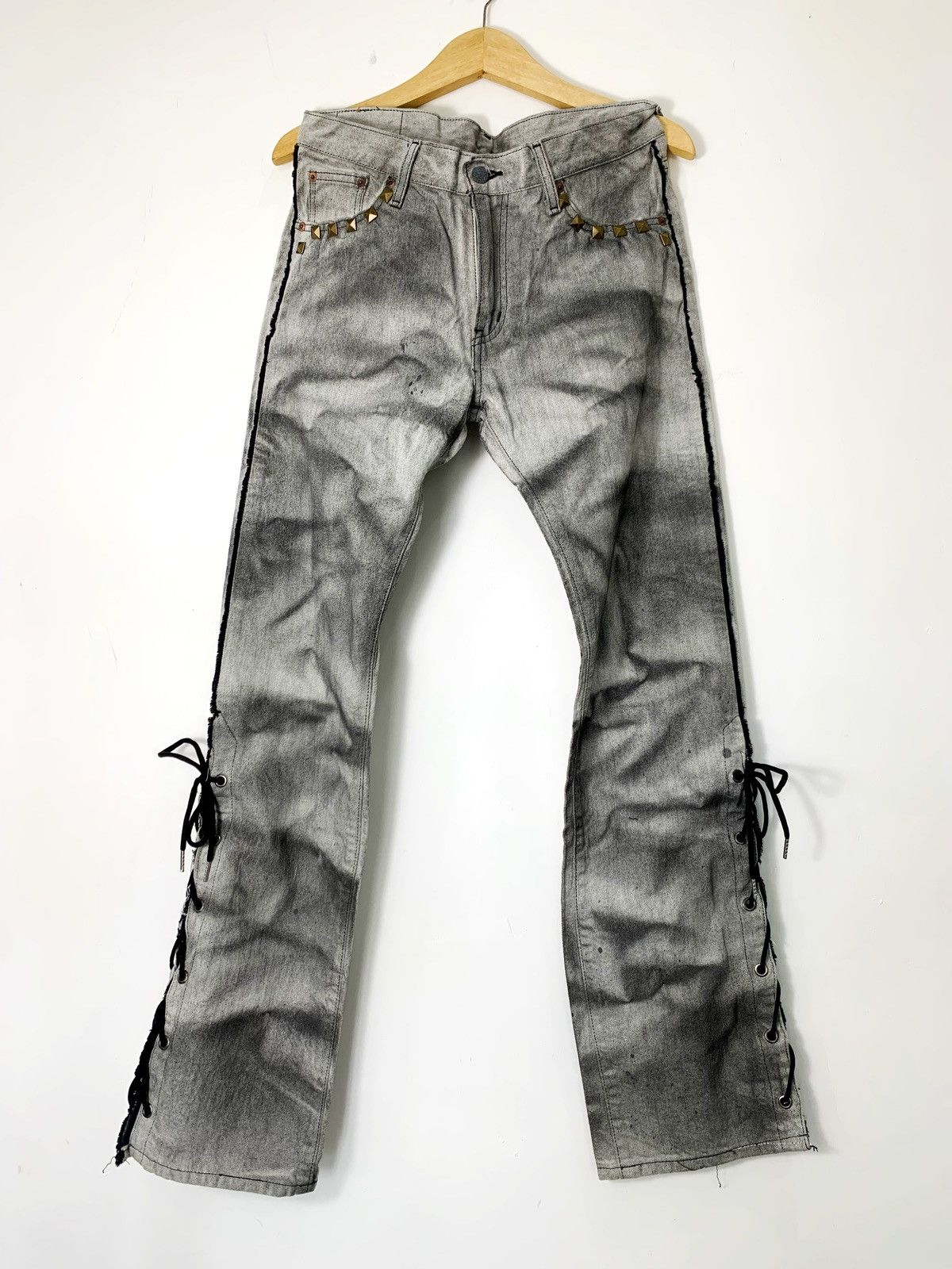 Le Grande Bleu (L.G.B.) Lace up acoustic smoke wash pant japanese brand Size US 32 / EU 48 - 1 Thumbnail