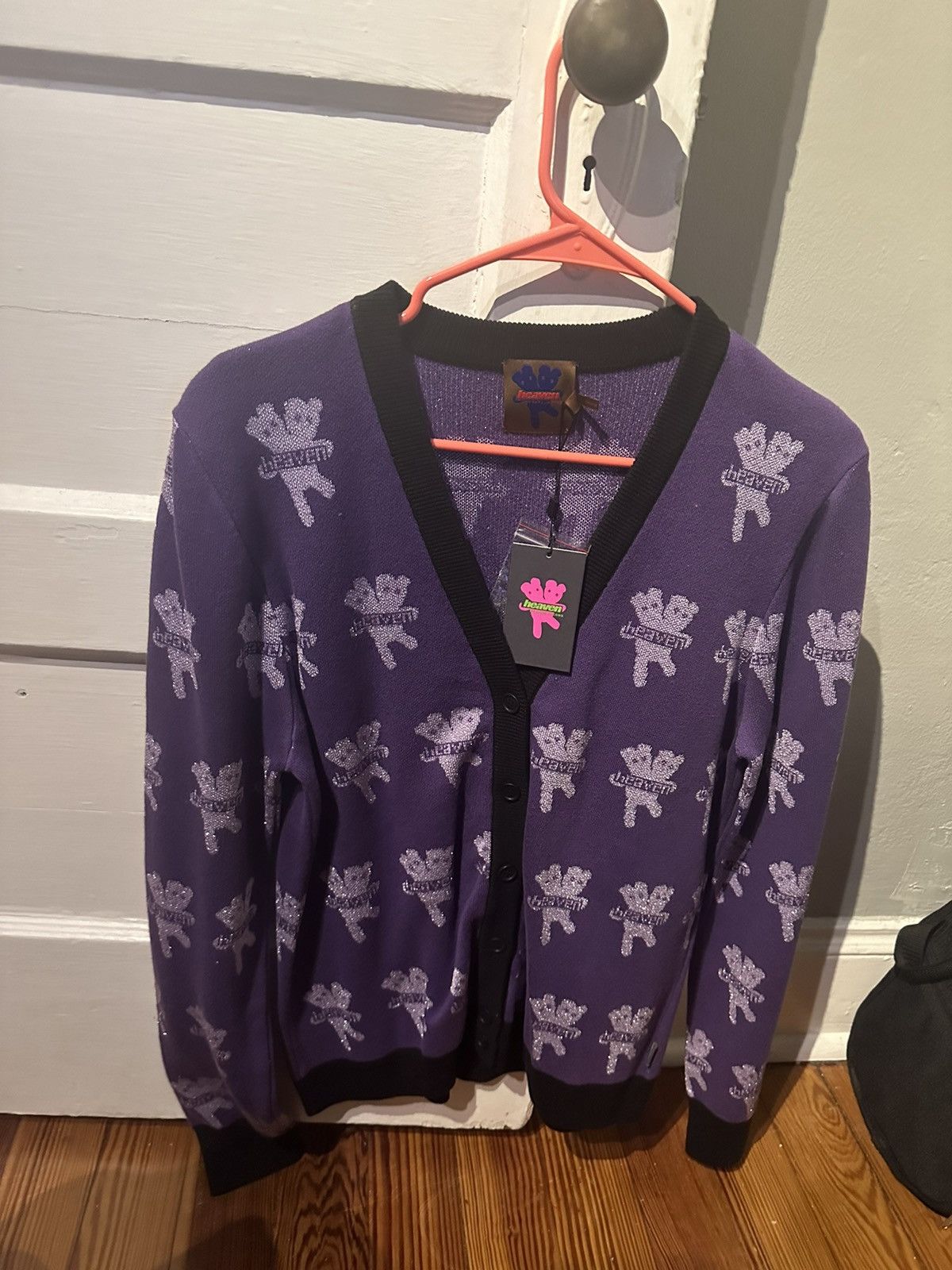 image of Heaven By Marc Jacobs Heaven By Marc Jacob’S Purple Logo Cardigan, Women's (Size XL)