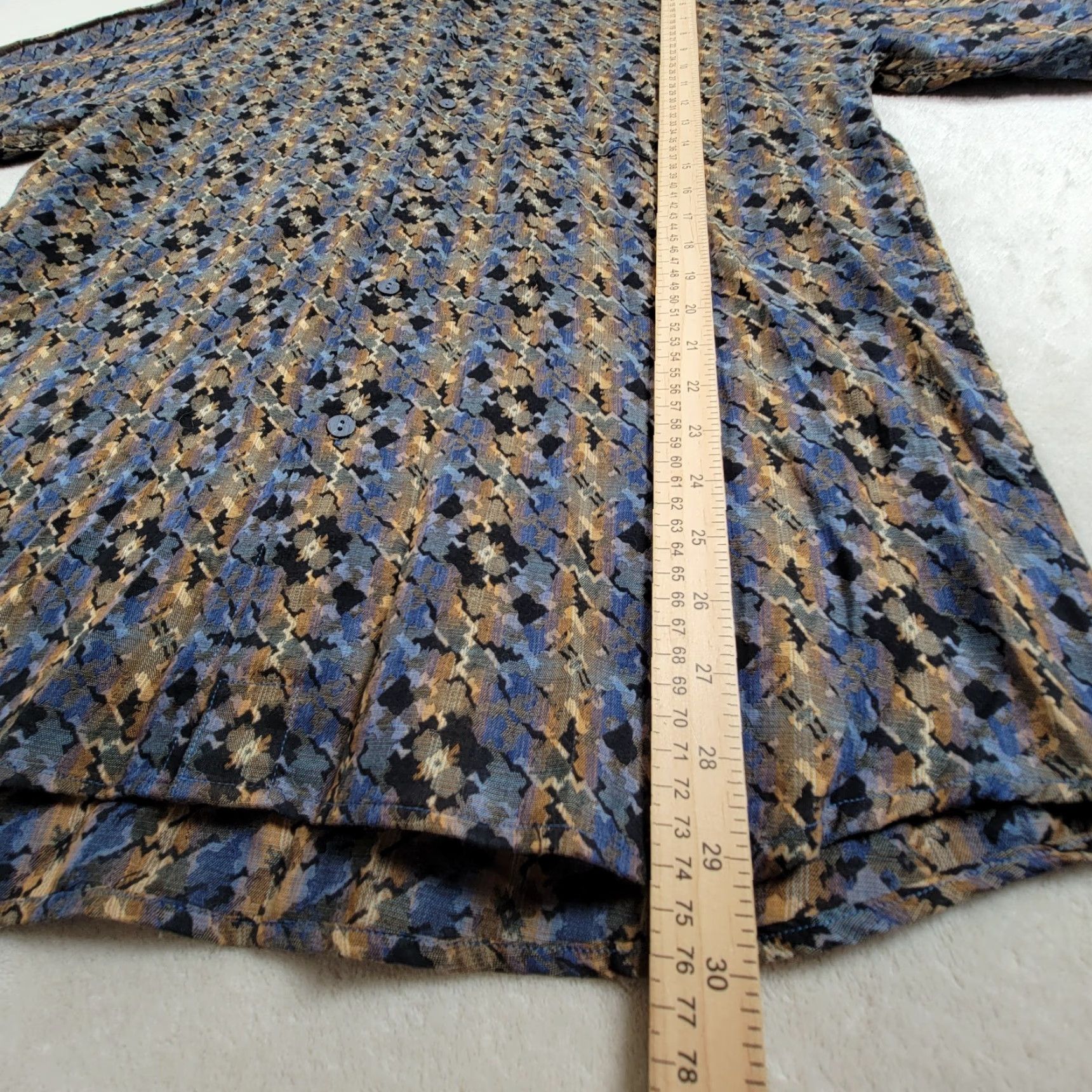 Vintage Jhane Barnes Shirt Mens M Cotton Black/ Brown Graphic Print Button-Up Silk Blend Long Sleeve Collared Pocket Designer Hipster 90s? Size US M / EU 48-50 / 2 - 6 Thumbnail