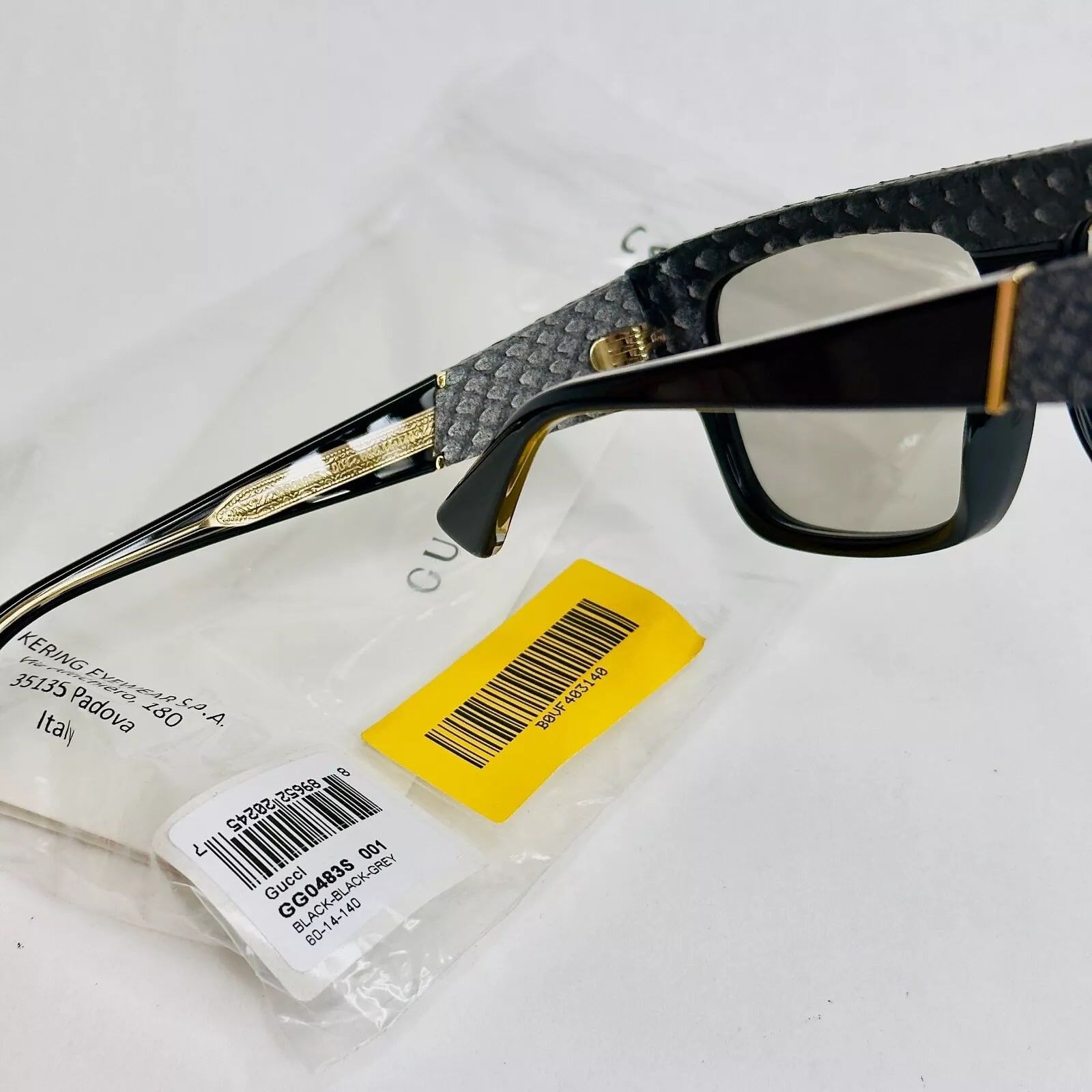 Gucci GUCCI 0483 Black Gray Python Leather Sunglasses GG0483S Size ONE SIZE - 2 Thumbnail