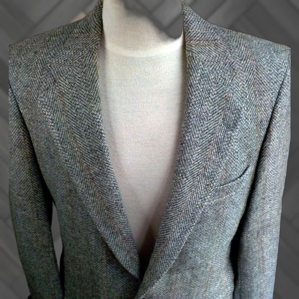 Harris Tweed VINTAGE Harris Tweed Blazer 2Button Blazer Notch Lapel 100% Scottish Wool Gray 42L Mens Size 42R - 1 Thumbnail