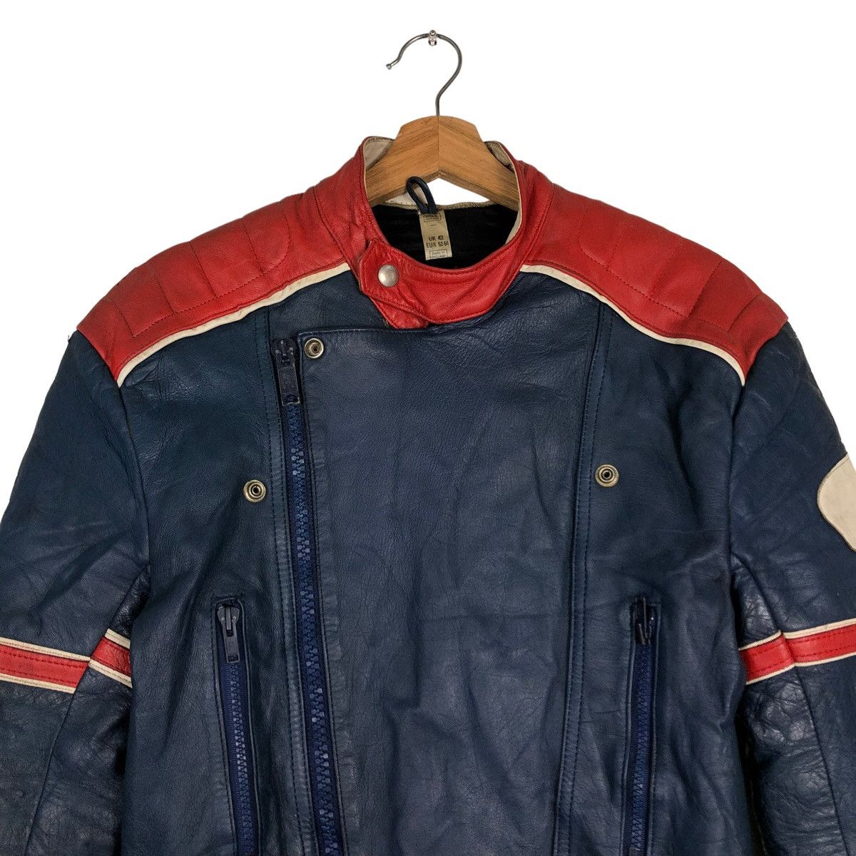 Vintage 🔥VINTAGE BIKER LEATHER JACKET RACING MADE IN ENGLAND ECHTES Size US M / EU 48-50 / 2 - 3 Thumbnail
