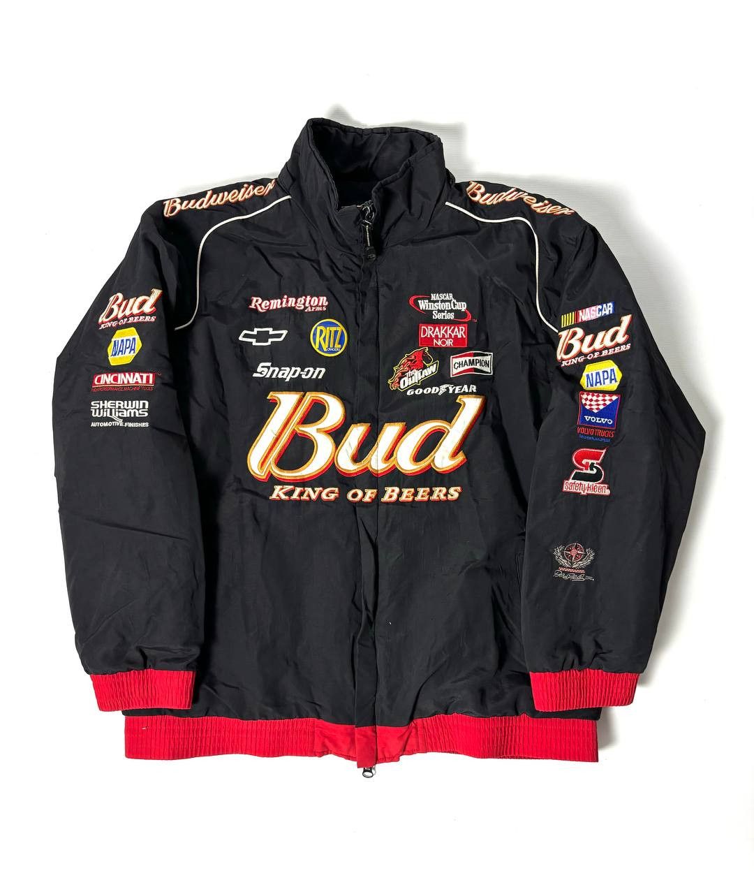 Image of Vintage Budweiser Racing Jacket in Black, Men's (Size 2XL)