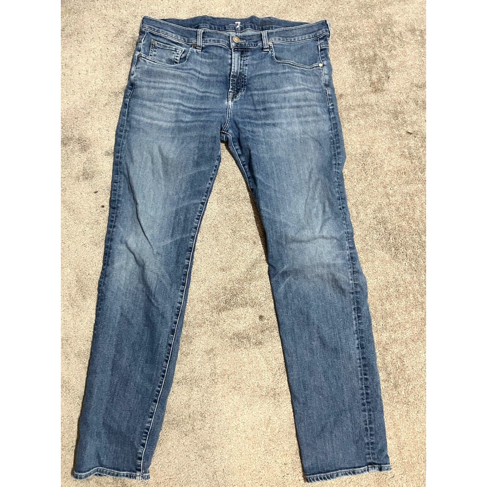 7 For All Mankind 7 For All Mankind Jeans Mens 36x33 Blue Regular 5-Pocket Denim Pants Zip Fly Stretch Cotton Denim USA Straight Size US 36 / EU 52 - 3 Thumbnail