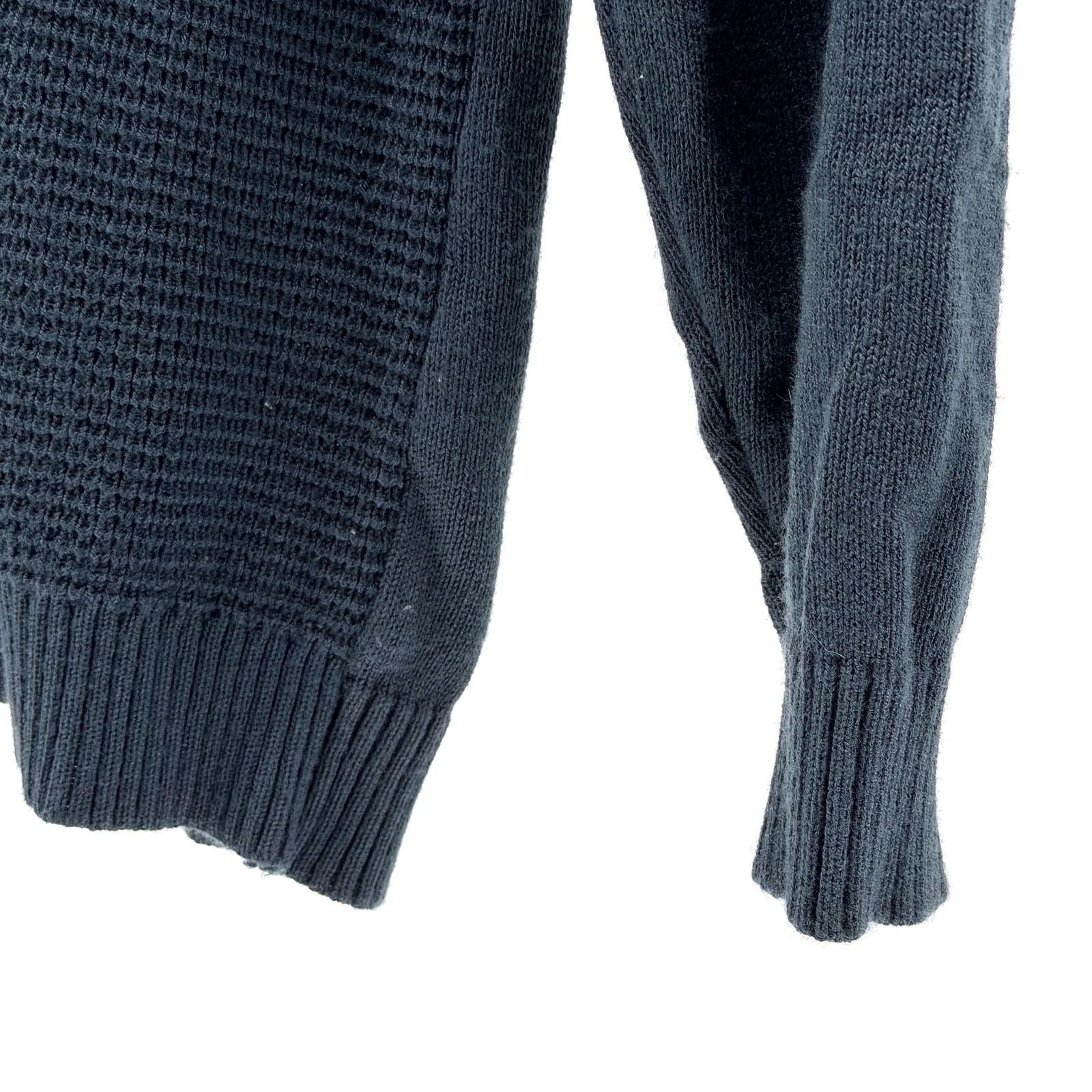 Hugo Boss Navy Blue 100% Cotton Textured Knit Hooded V-Neck Sweater Size US S / EU 44-46 / 1 - 3 Thumbnail