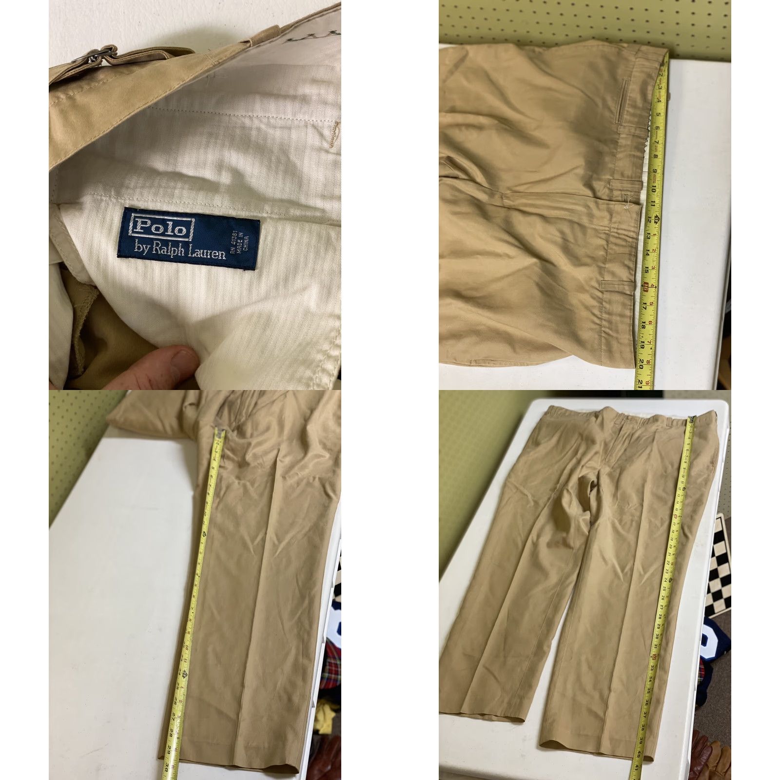 Polo Ralph Lauren VINTAGE Polo Ralph Lauren Pants Men Silk Blend Flat Front 40x30 Regular Inseam 30 Chino Brown Tan Size US L / EU 52-54 / 3 - 8 Thumbnail