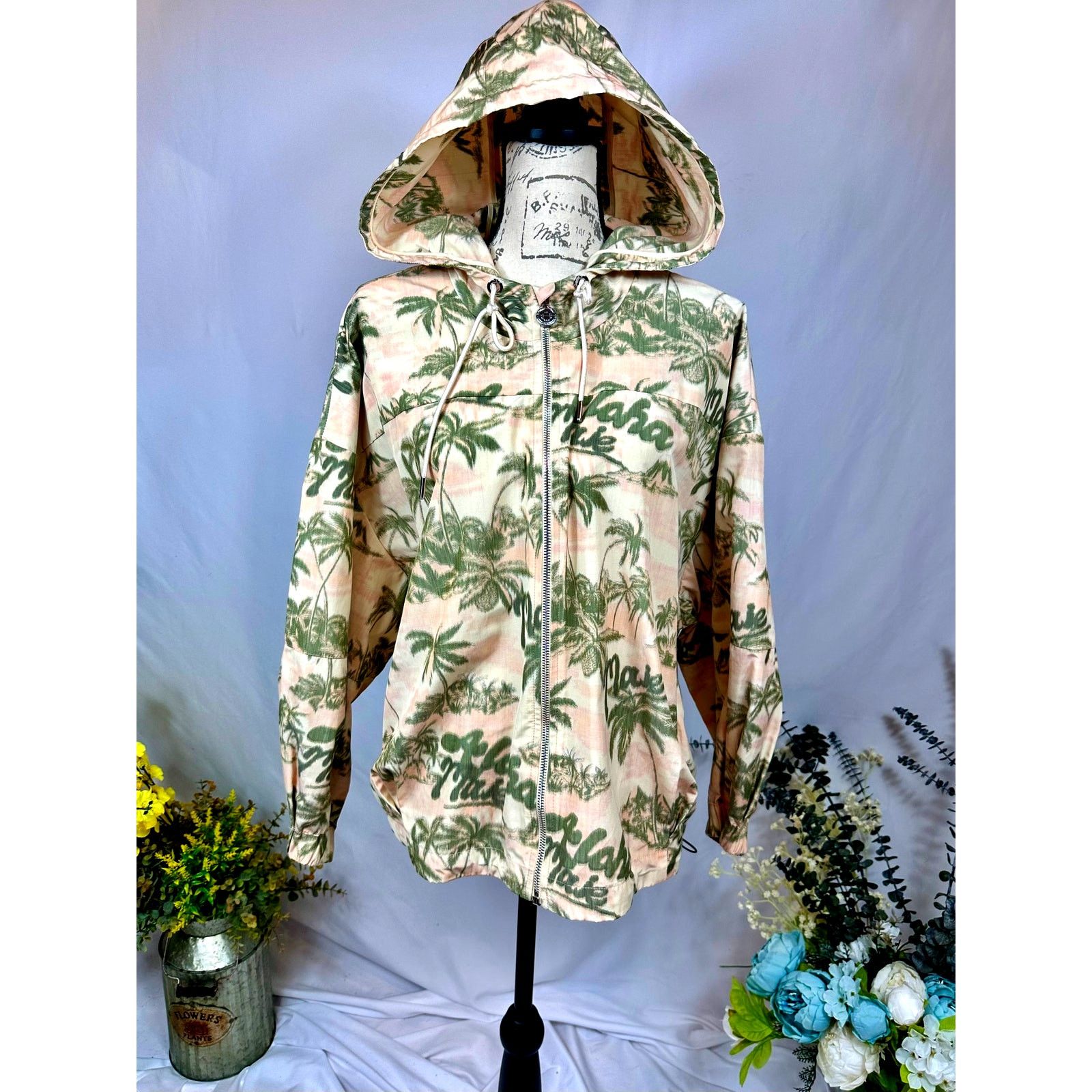 Maje Maje Palm Tree Print Jacket with hood Size 38 (M) Size M / US 6-8 / IT 42-44 - 9 Thumbnail