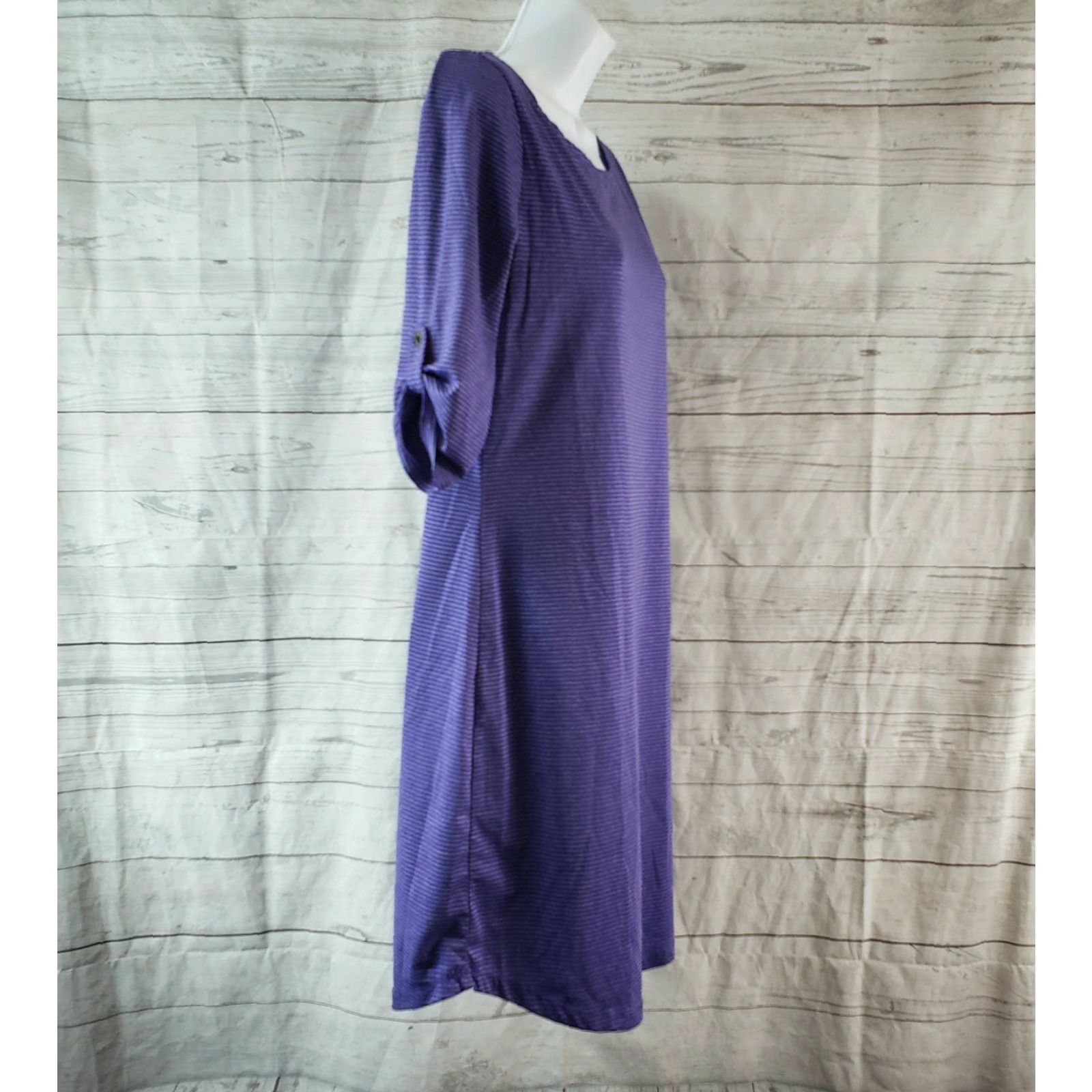 Vintage Soybu Dress Sz Medium Purple Striped Tabbed Half Sleeves Womens Size M / US 6-8 / IT 42-44 - 3 Thumbnail