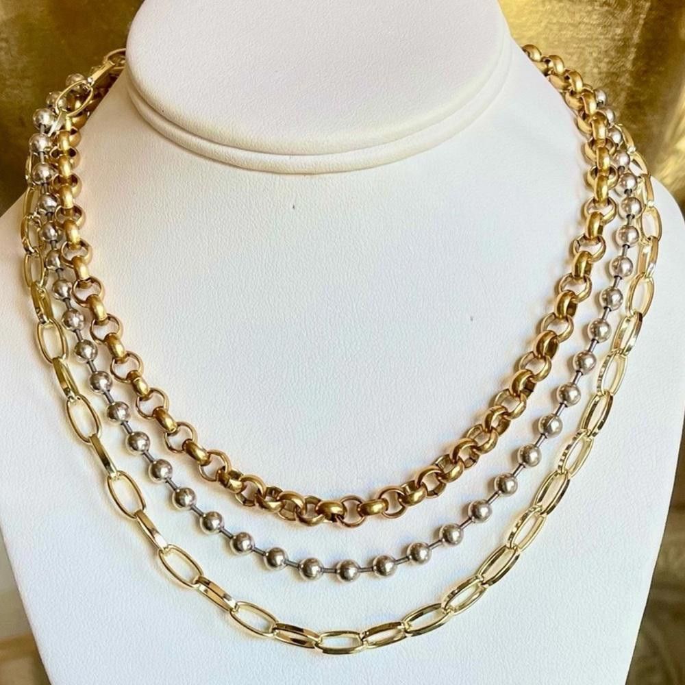 Designer Kendra Scott Brylee Multi Strand Gold Silver Chain Necklace Size ONE SIZE - 1 Thumbnail