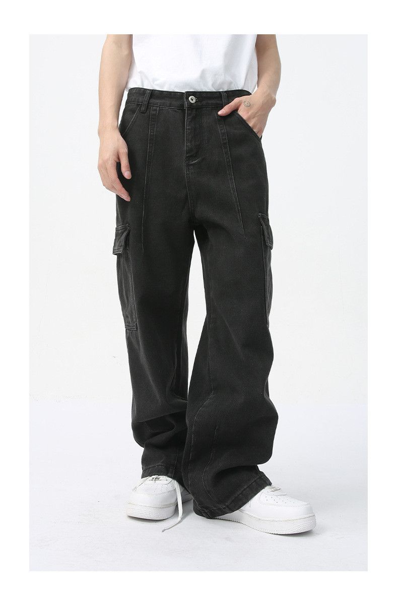 Japanese Brand Men's straight-leg casual pocket retro washed work jeans Size US 32 / EU 48 - 1 Thumbnail