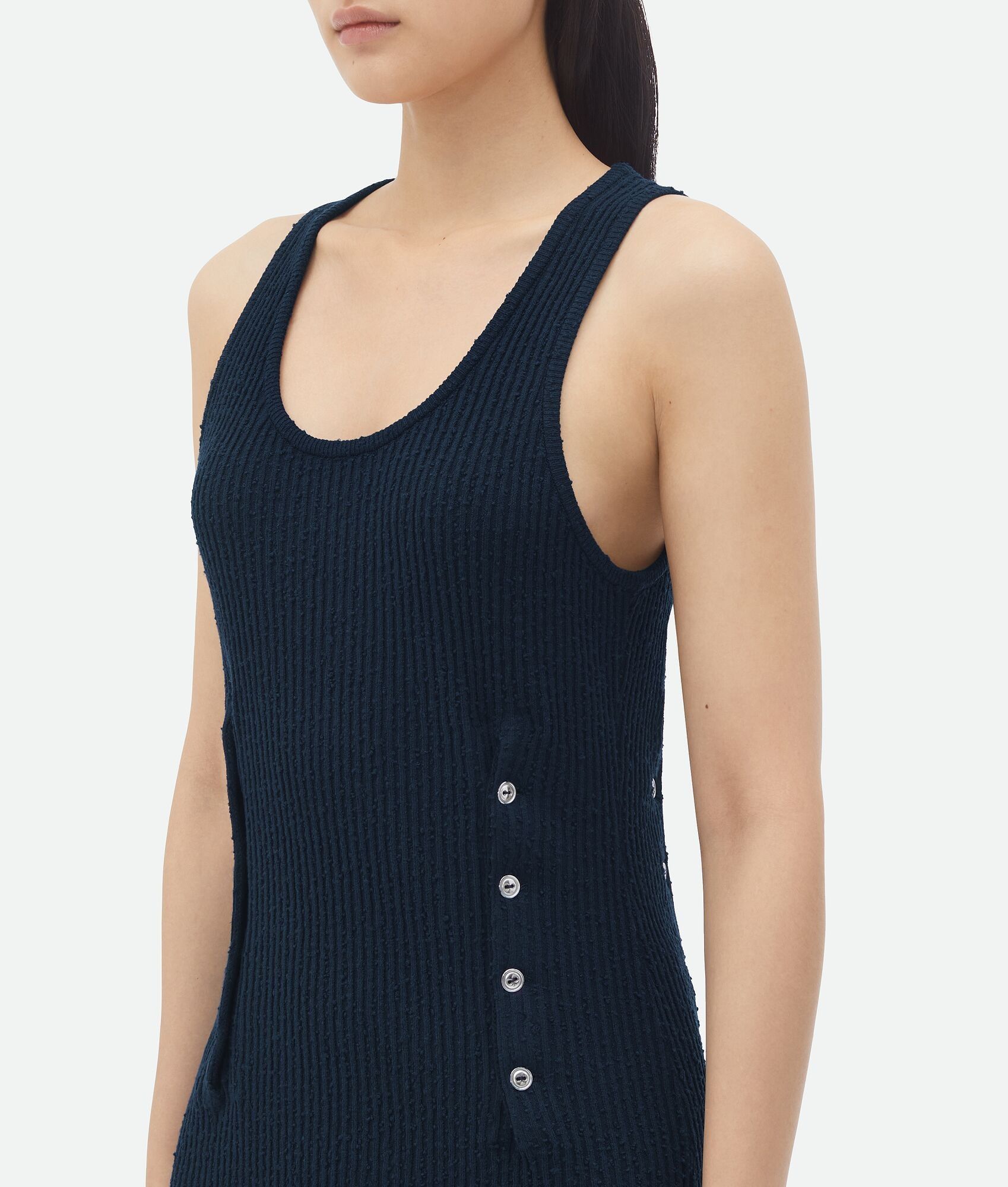 Bottega Veneta o1bcso1str0725 Slim Fit Ribbed Viscose Midi Dress Size L / US 10 / IT 46 - 4 Thumbnail