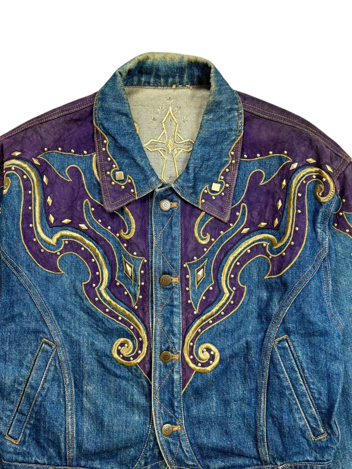 If Six Was Nine 1990s Yoshiyuki Konishi Ethnic Cowboy Patchwork Denim Jacket Size US M / EU 48-50 / 2 - 6 Thumbnail