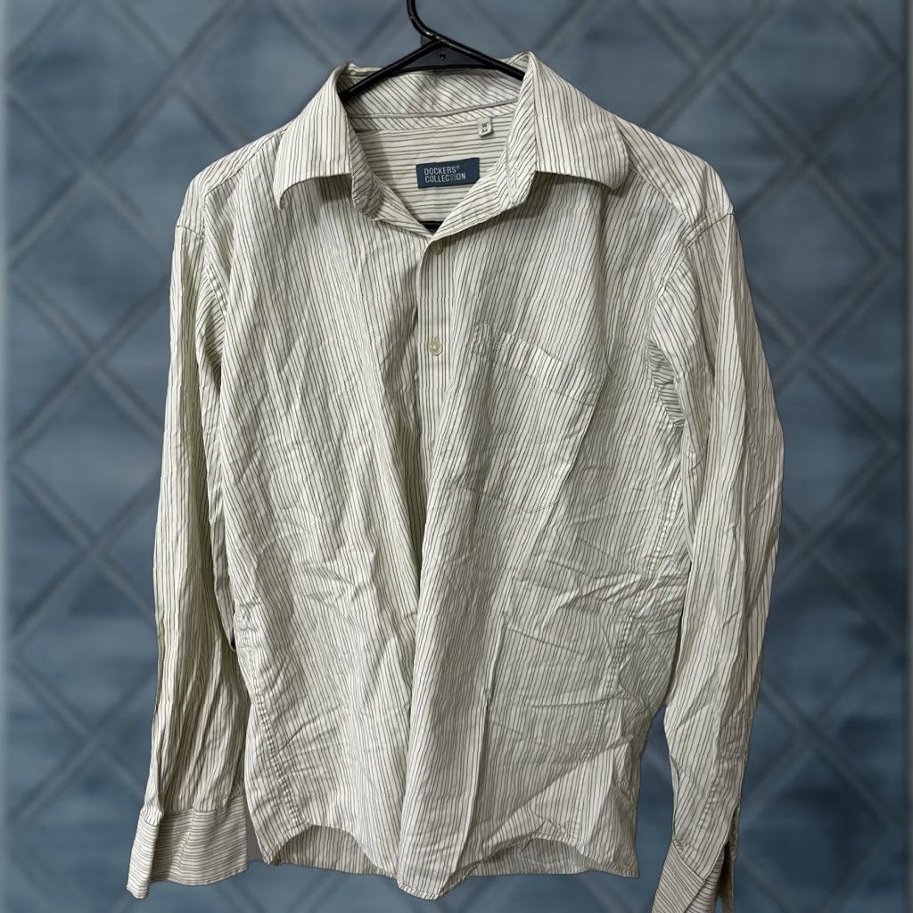 Dockers DOCKERS Men's Button-Up Long Sleeve Striped Shirt Classic Fit Size 16M White Casual Business Size US L / EU 52-54 / 3 - 1 Thumbnail