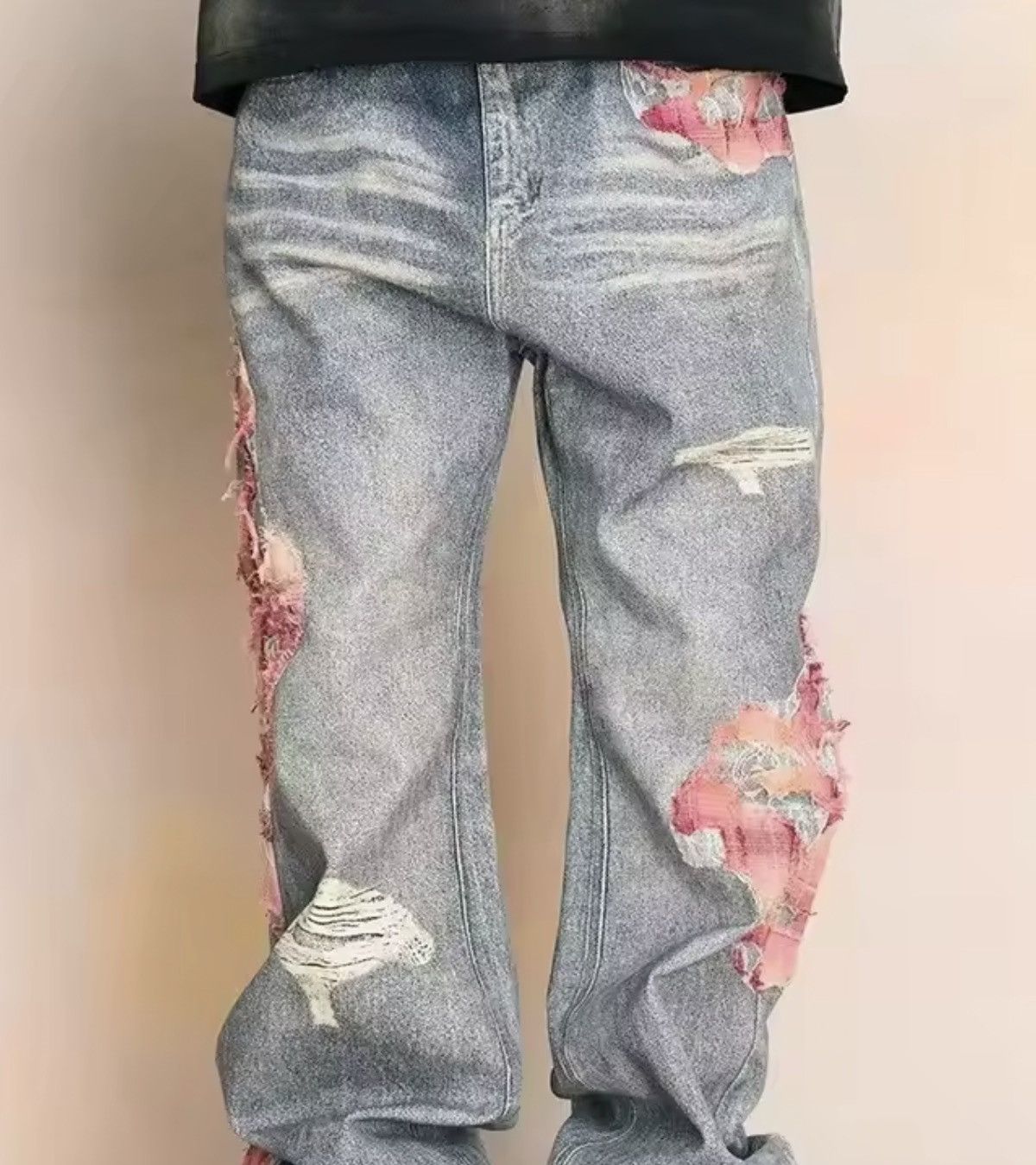 Jean Kitagawa x Haya Patchwork Embroidery Baggy Denim Jeans Size US 33 - 3 Thumbnail