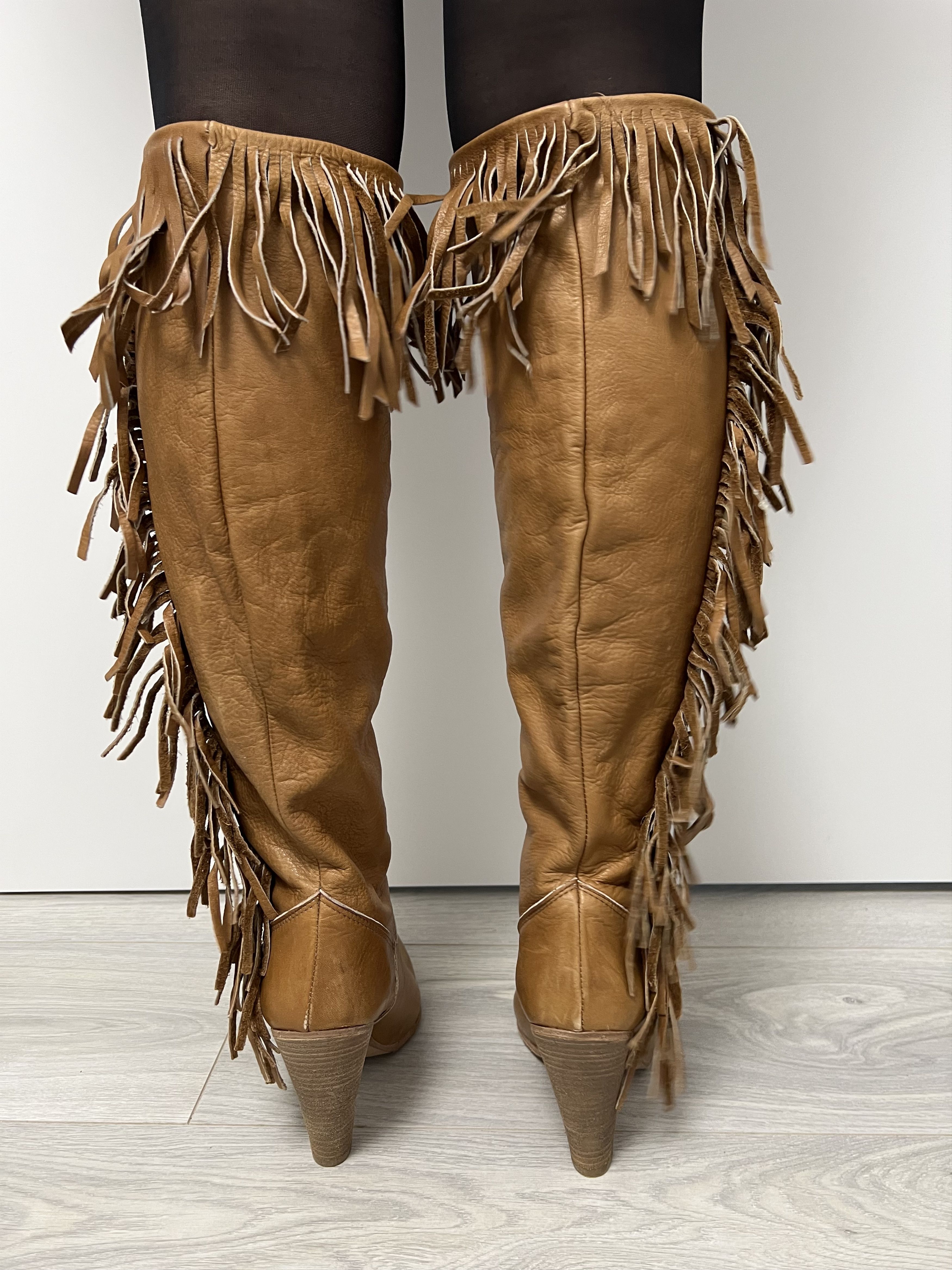 Other RD Copmany Brown Leather Cowboy Fringe Knee High Boots Size US 9 / IT 39 - 5 Thumbnail