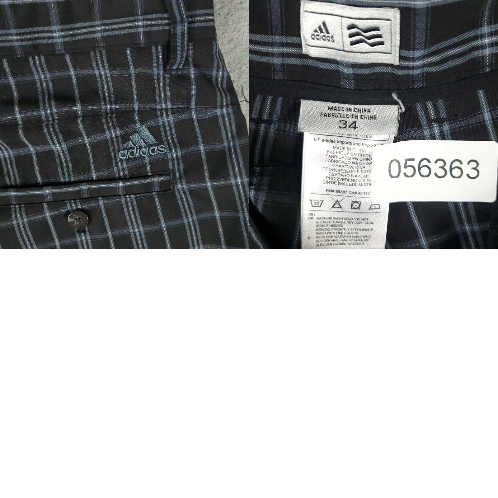 Adidas Adidas Shorts Mens 34 Black Plaid Chino Style Flat Front Casual Workwear Knit Pocket Logo Zip Front Size US 34 / EU 50 - 8 Thumbnail