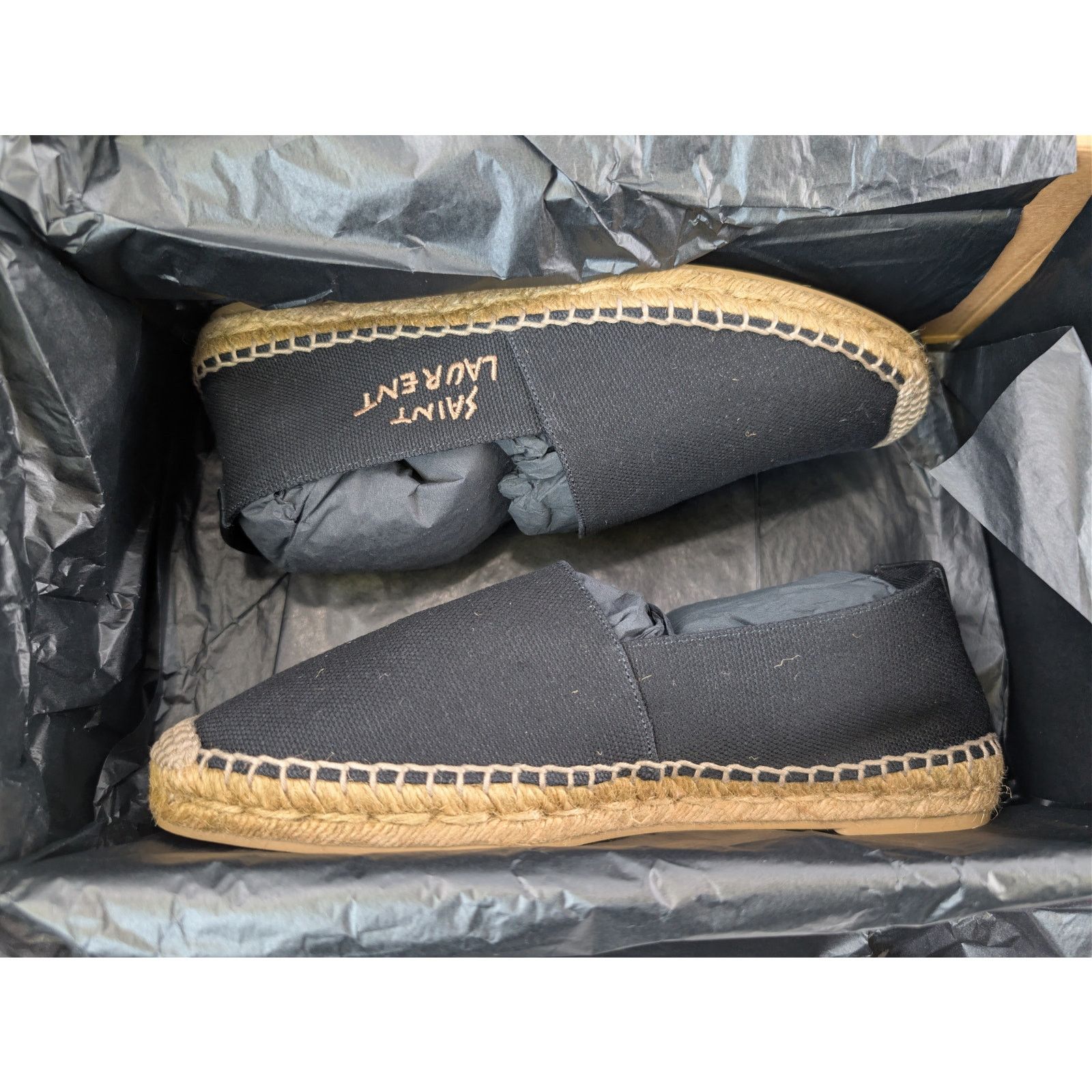Saint Laurent Paris o1rshd1 Saint Laurent Canvas Espadrilles Slip On Shoes Black Size US 7.5 / EU 40-41 - 19 Thumbnail