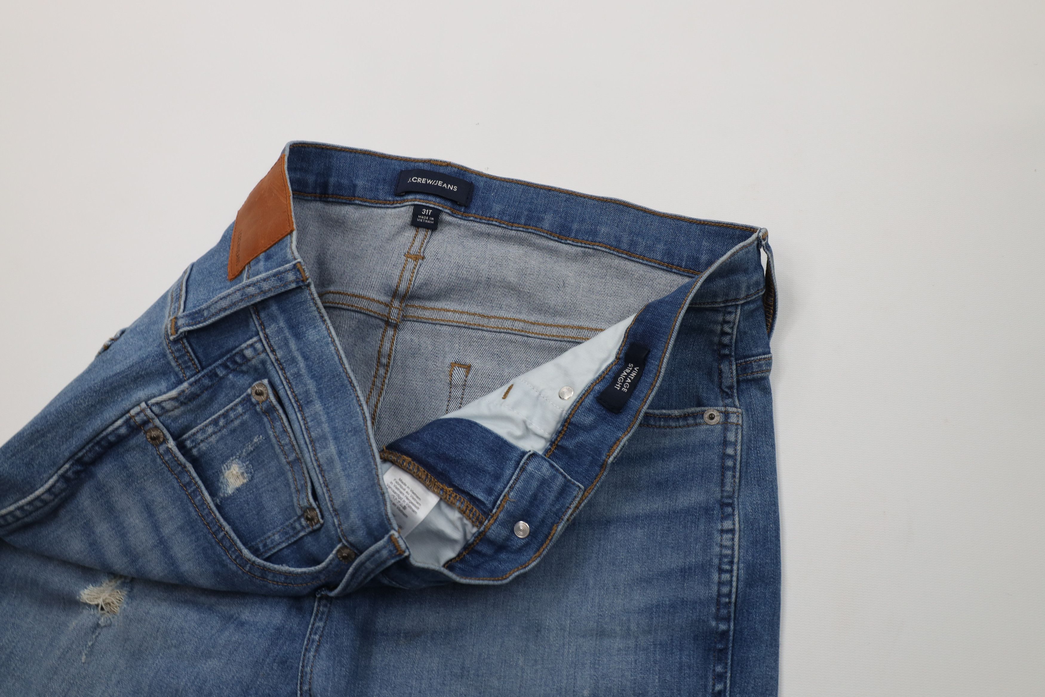 J.Crew J Crew Stretch Vintage Straight Leg Denim Jeans Blue Size 31" - 8 Thumbnail