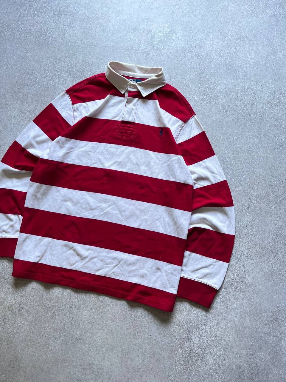 Vintage Vintage Polo Ralph Lauren Striped Rugby Shirt Y2K XXL Size US XXL / EU 58 / 5 - 2 Thumbnail