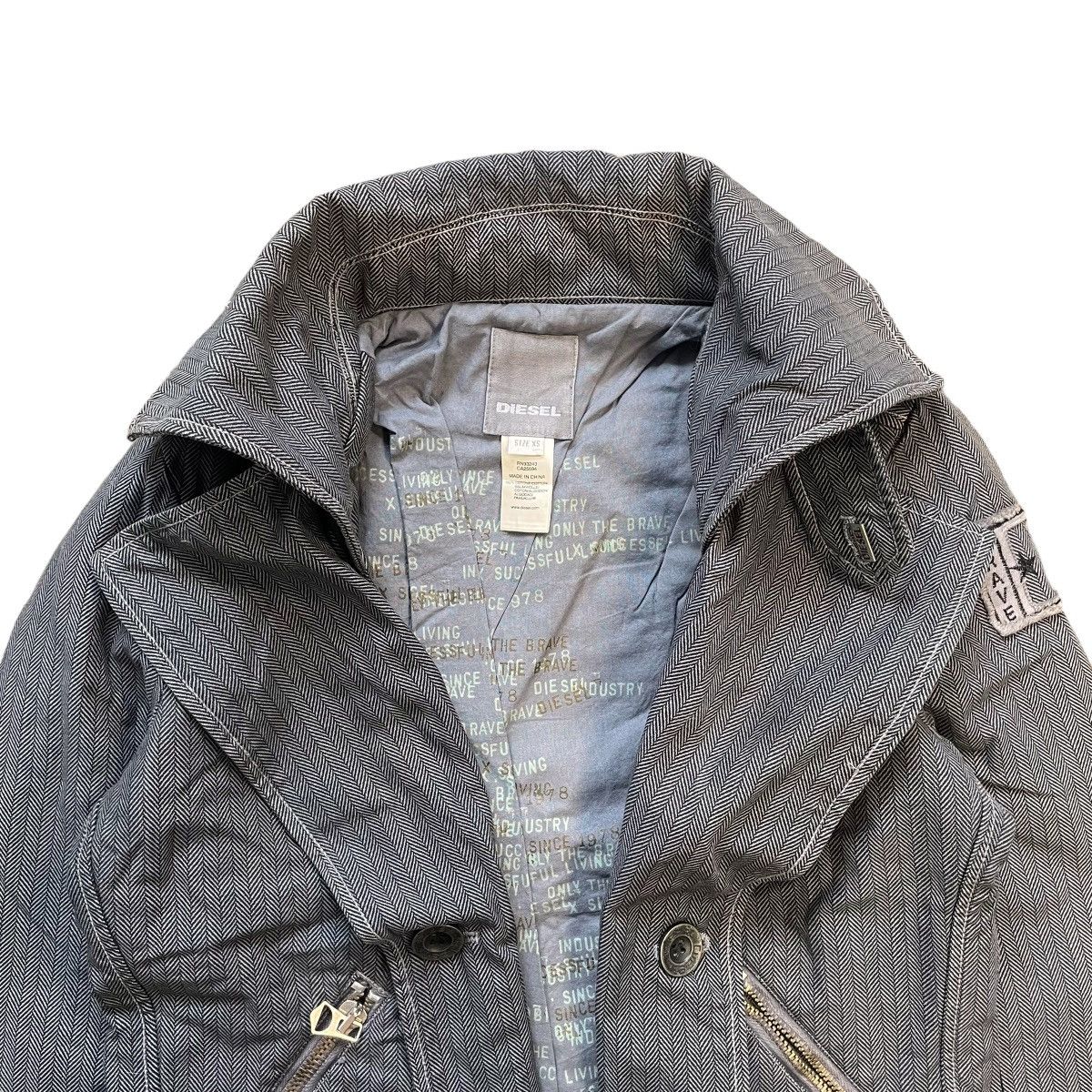Diesel × Vintage VINTAGE Y2K DIESEL HERRINGBONE PEA COAT Size XS / US 0-2 / IT 36-38 - 3 Thumbnail