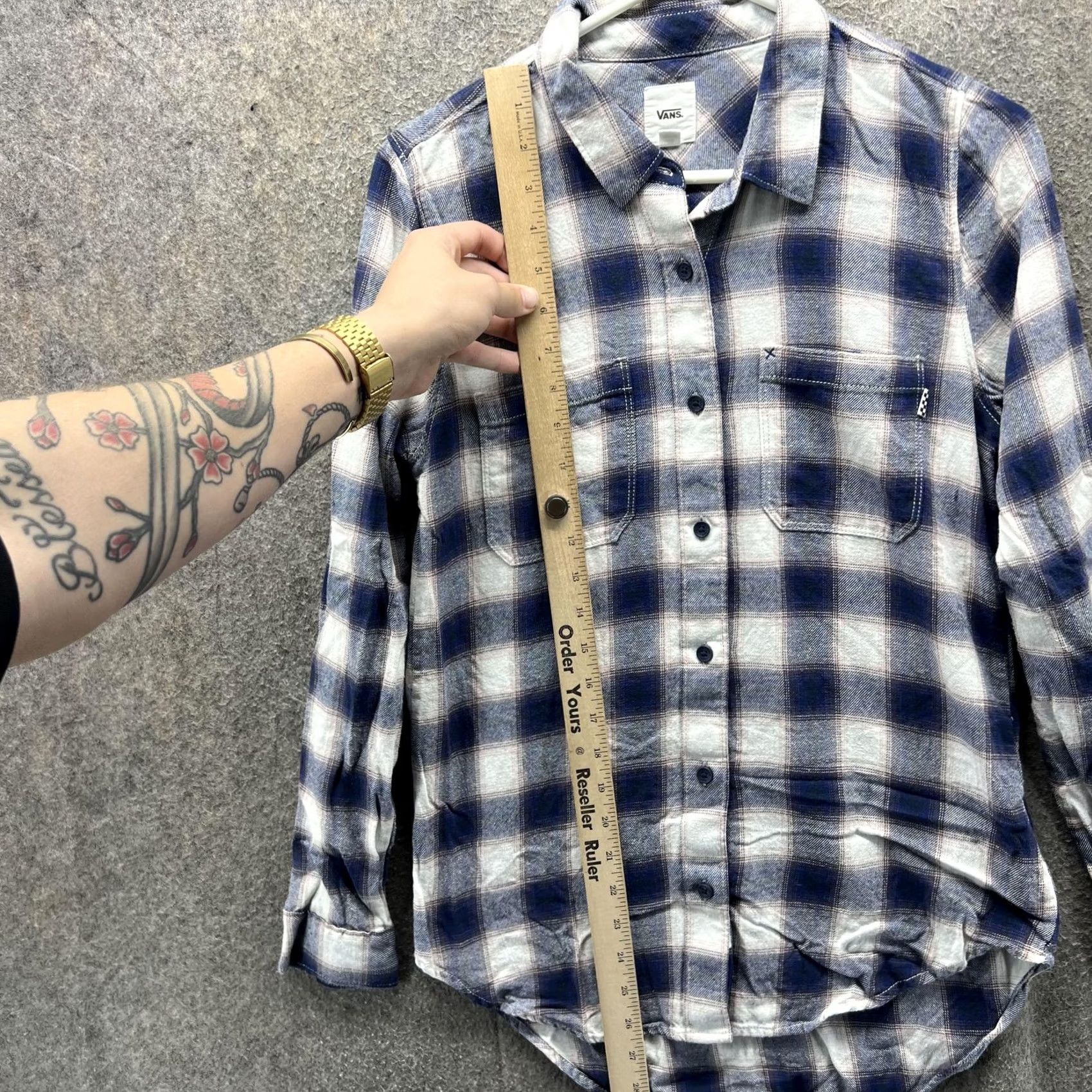 Vans VANS Shirt Womens XS Blue White Plaid Flannel Button-Down Long Sleeve Casual Size XS / US 0-2 / IT 36-38 - 4 Thumbnail