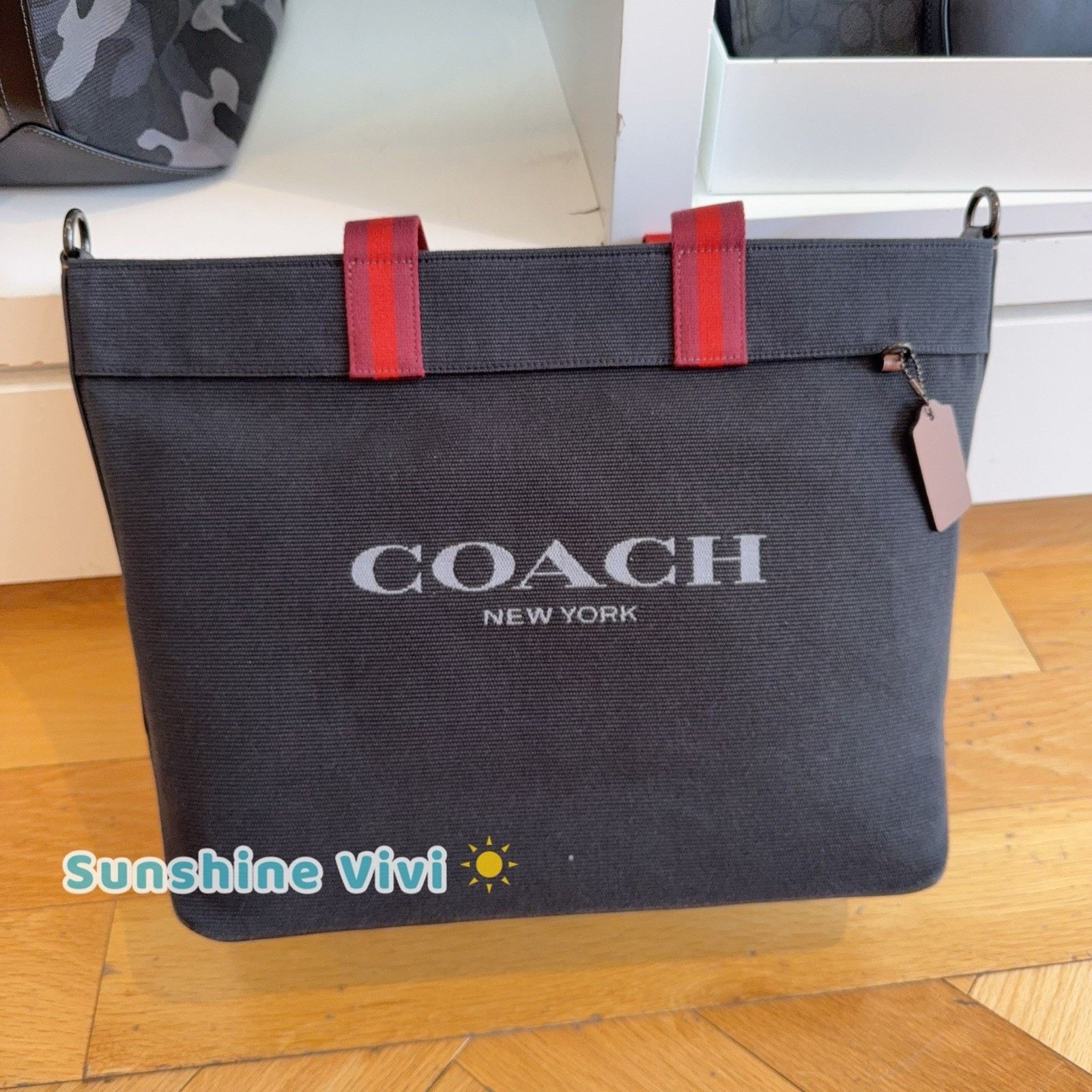 Coach NWT COACH CJ486 Canvas Tote 38 Tote Bag Black Canvas Size ONE SIZE - 1 Thumbnail