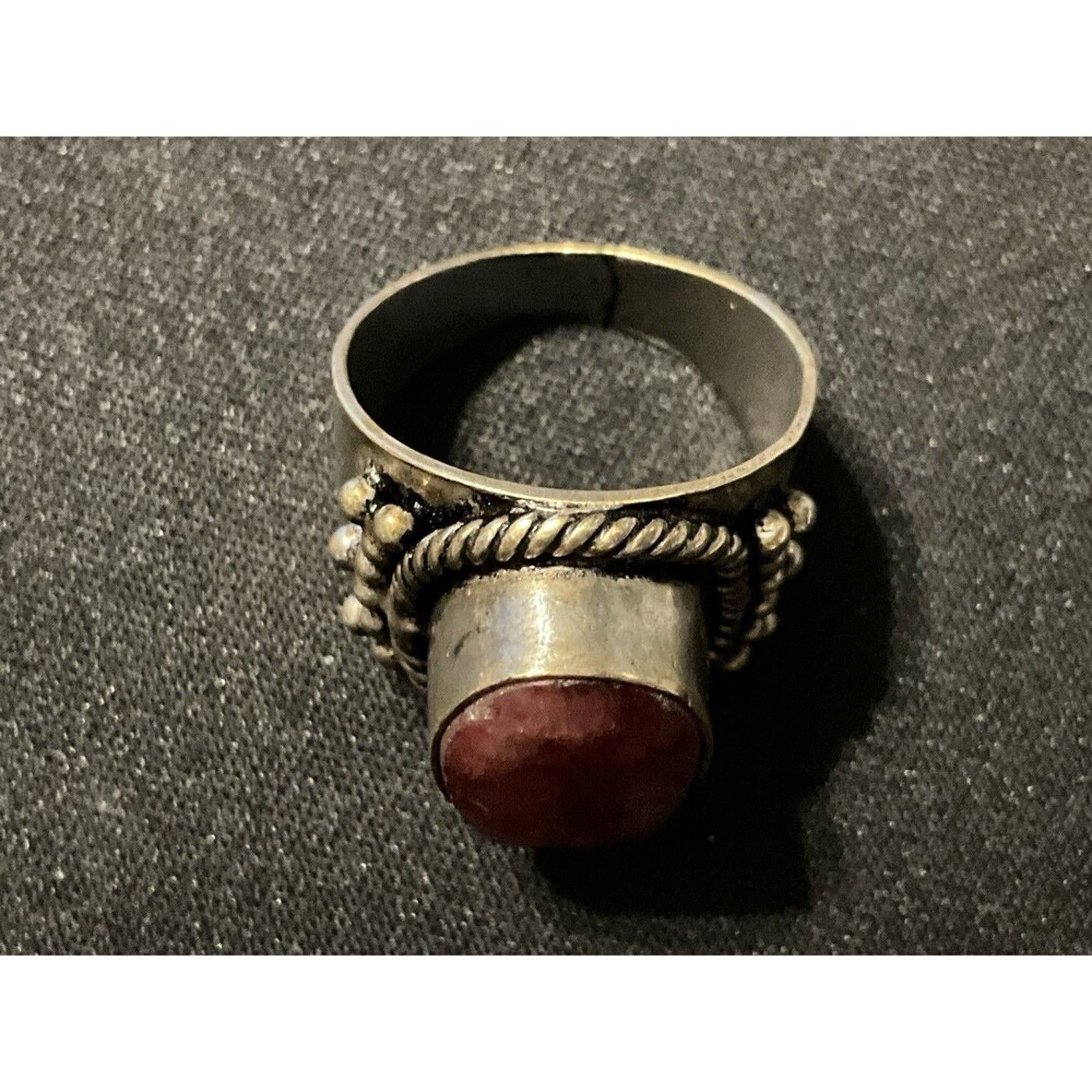 Other 925 Faceted Cabachon Ruby Ornate Rope Size 8.5 Size ONE SIZE - 3 Thumbnail