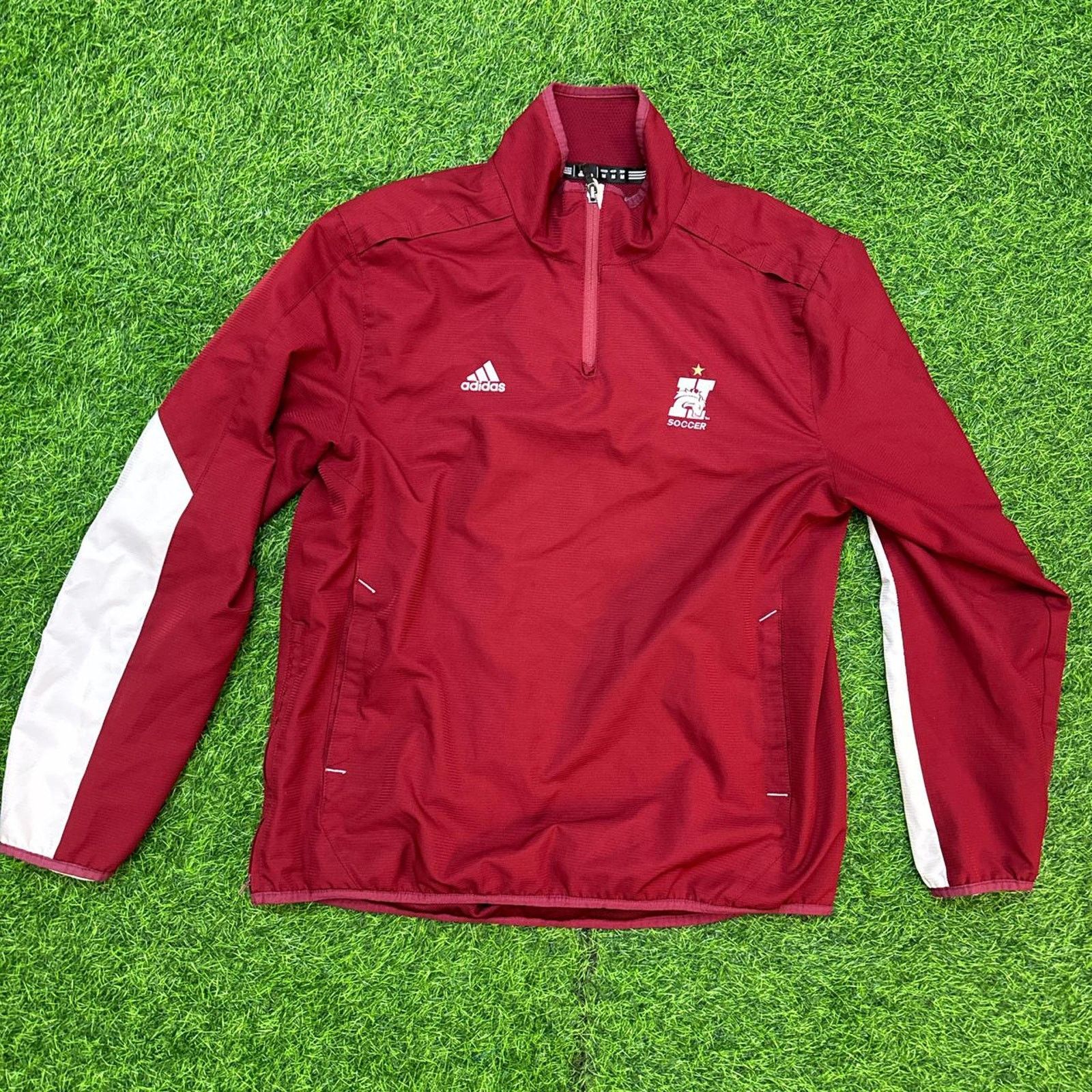 Adidas Adidas Maroon Soccer Quarter-Zip Jacket Size US M / EU 48-50 / 2 - 1 Thumbnail