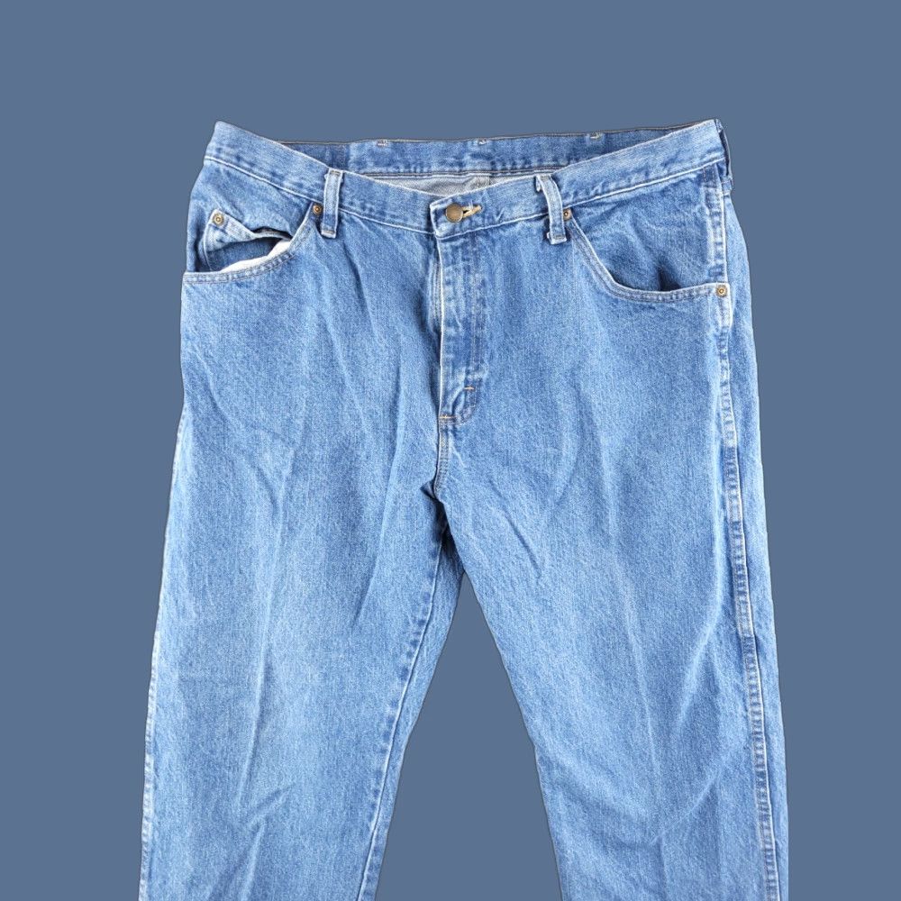Wrangler Wrangler Jeans Men's 38x30 Blue Straight Denim Cotton Work Jeans Regular - Mens, Wrangler, Jeans, Blue, 38x30, Straight, Denim, Cotton Size US 38 / EU 54 - 1 Thumbnail