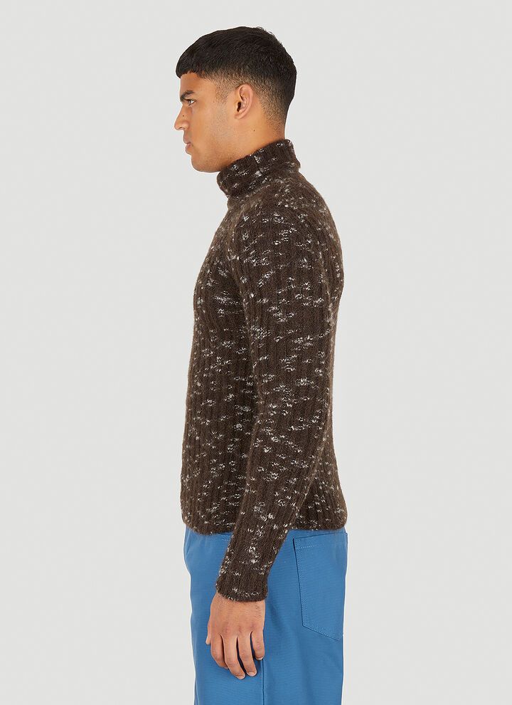 Raf Simons o1y0325 Turtleneck Sweater in Brown/White Size US L / EU 52-54 / 3 - 3 Thumbnail