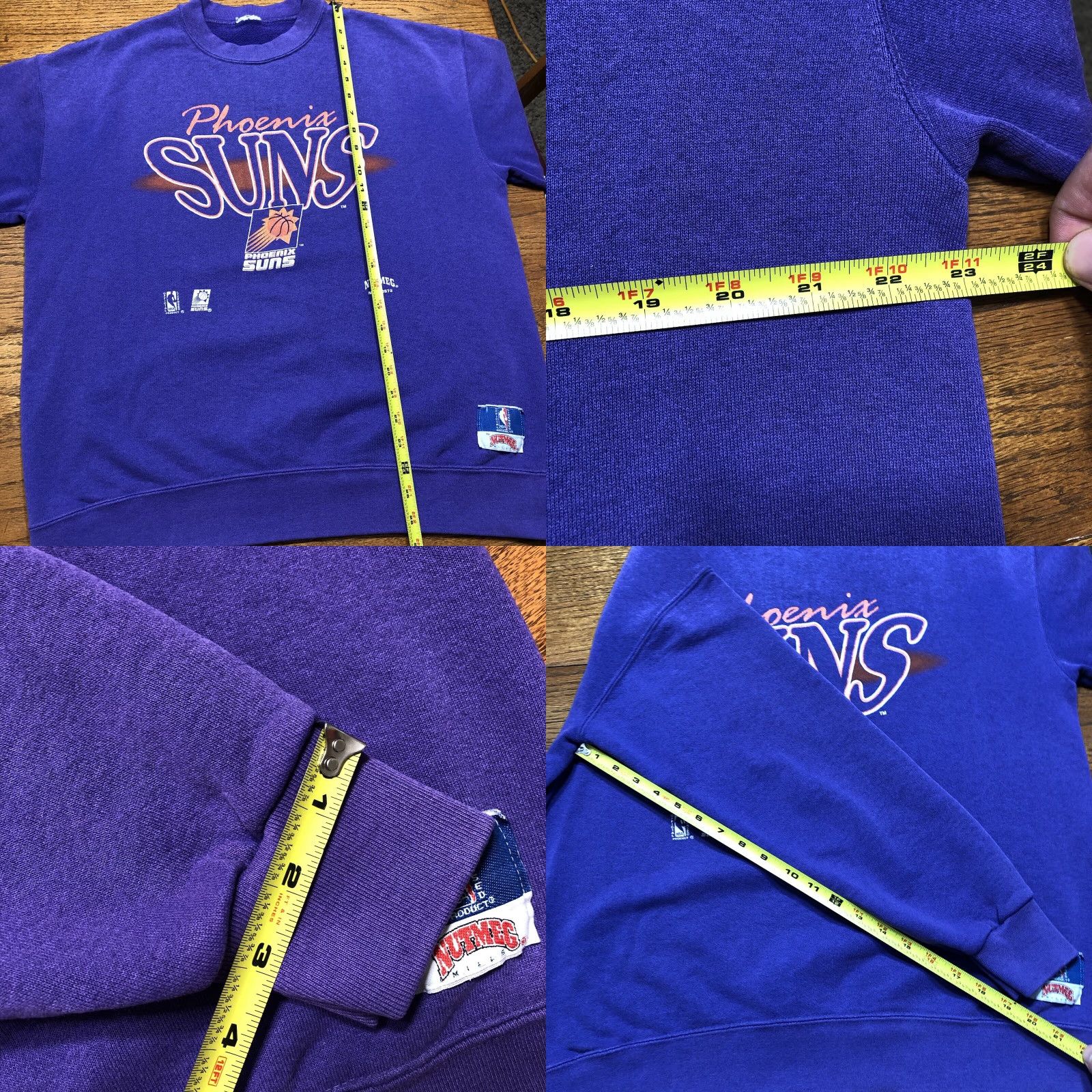VINTAGE Phoenix Suns Sweatshirt Mens L Purple Nutmeg Mills NBA