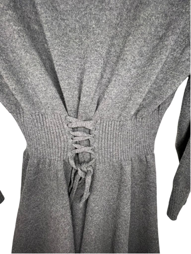 Torrid Torrid Grey Long Sleeve Sweater Dress With Lace Up Waist Size XL / US 12-14 / IT 48-50 - 2 Thumbnail
