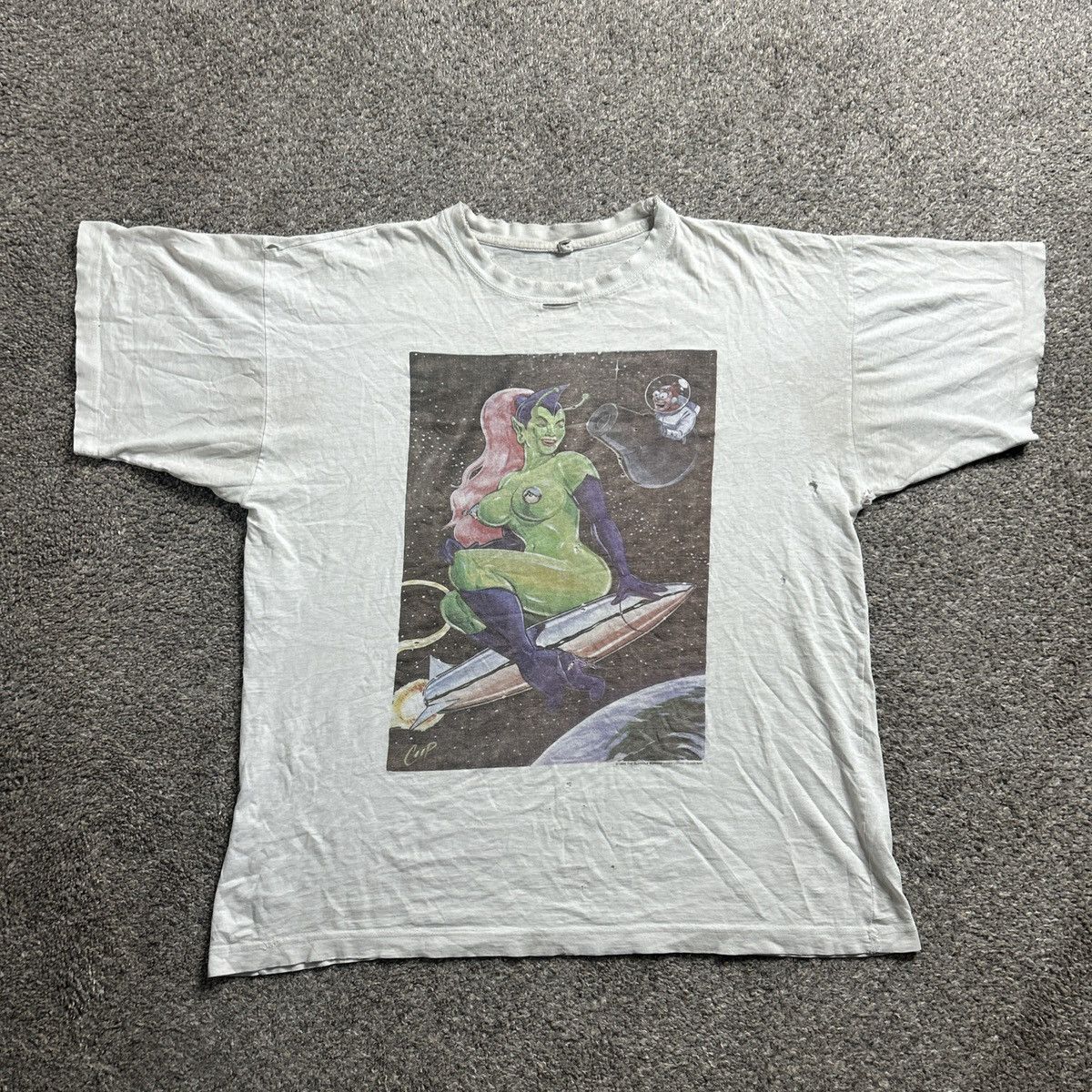 Band Tees × Giant × Vintage Vintage 1994 butthole surfers coop pinup space girl band tee Size US XL / EU 56 / 4 - 1 Thumbnail