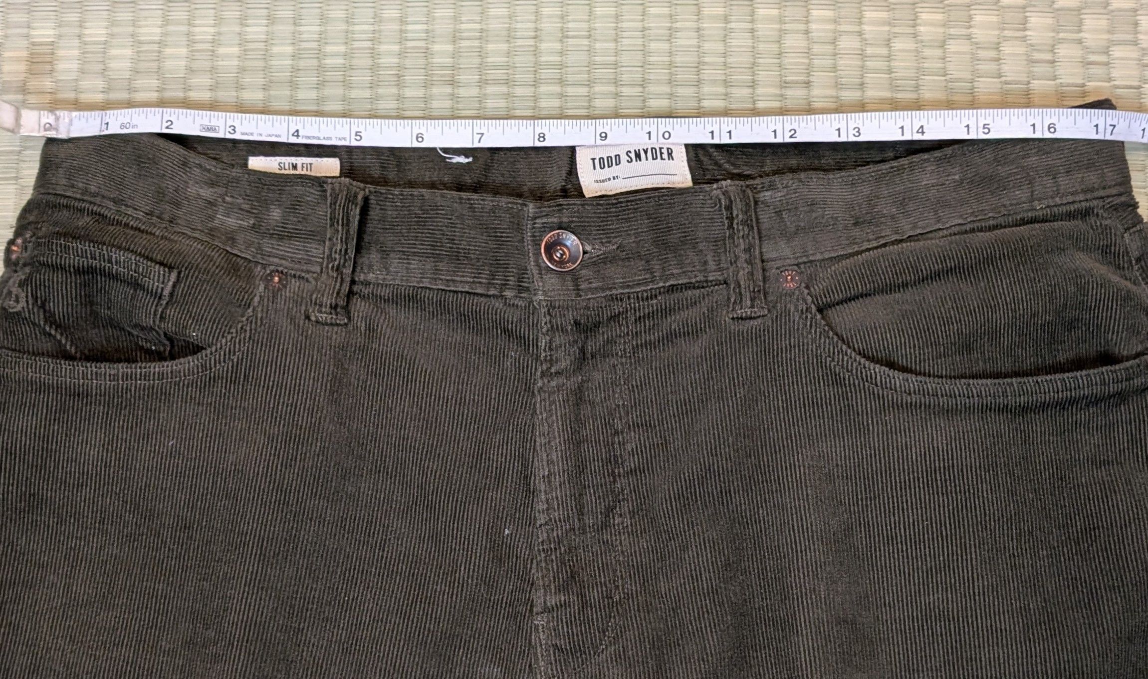 Todd Snyder Todd Snyder Slim Fit Stretch Corduroy Pants Olive Size US 33 - 5 Thumbnail