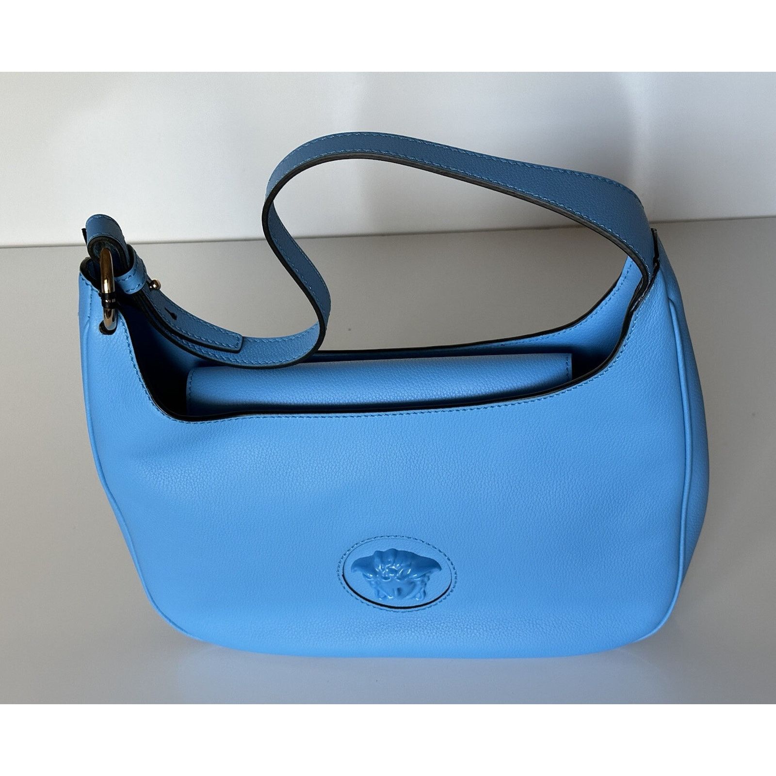Versace Versace Medusa Head Leather Blue Medium Hobo Bag 1000699 Size ONE SIZE - 8 Thumbnail