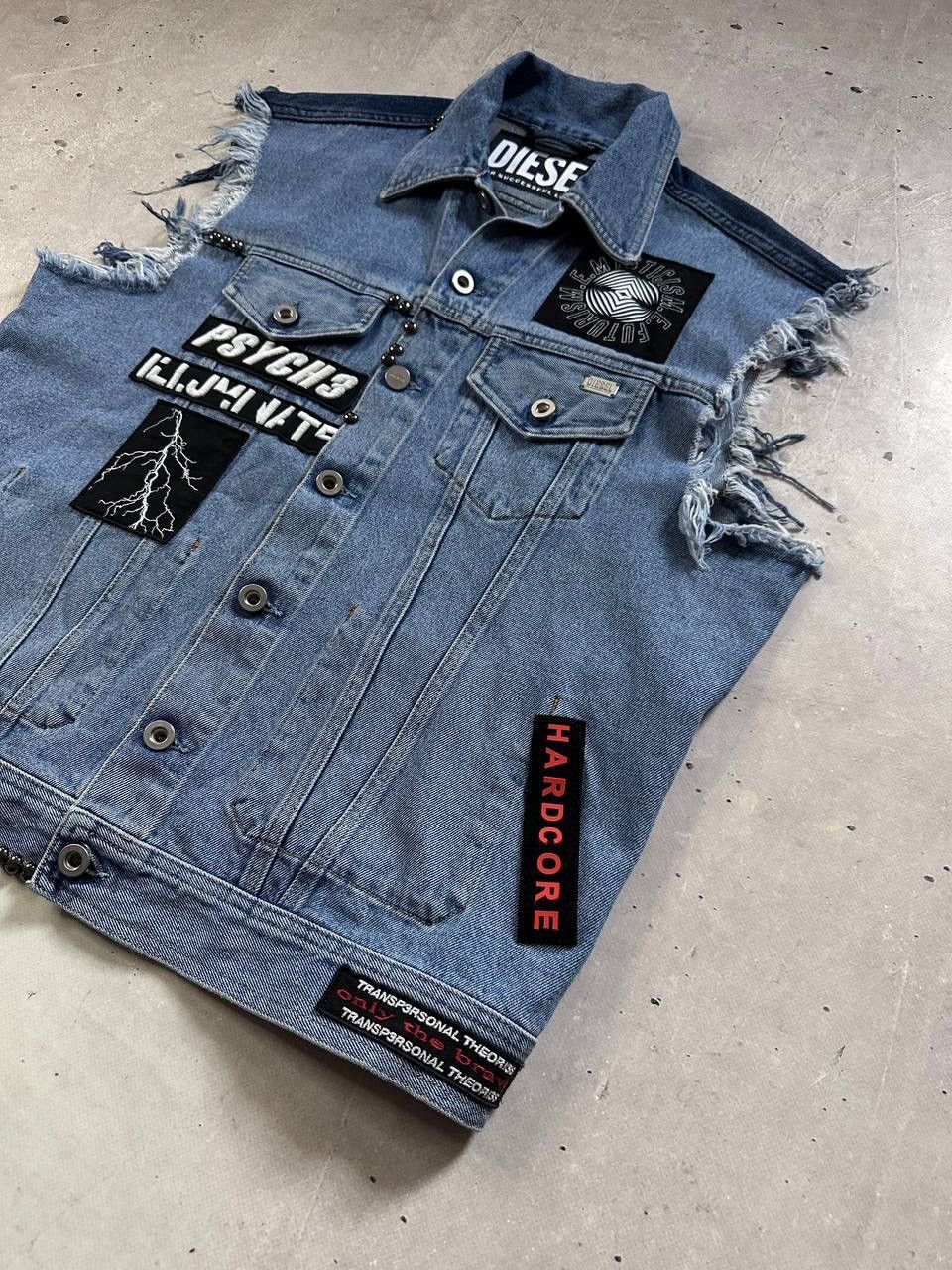 Diesel Diesel Denim Vest Punk Grunge Distressed Sleeveless Jacket Size US L / EU 52-54 / 3 - 3 Thumbnail