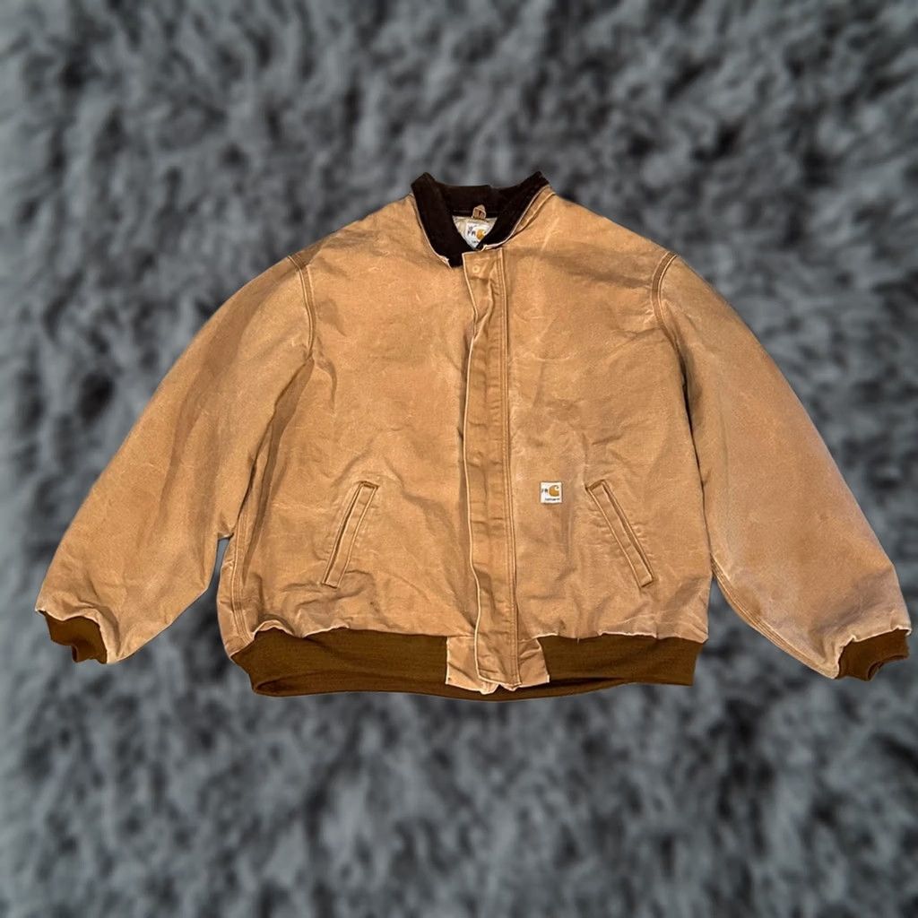 Carhartt VINTAGE Carhartt Jacket Shirt Duck Bomber 4XL Men Tan Flame Resistant Westex Indura Workwear Size US XXL / EU 58 / 5 - 1 Thumbnail