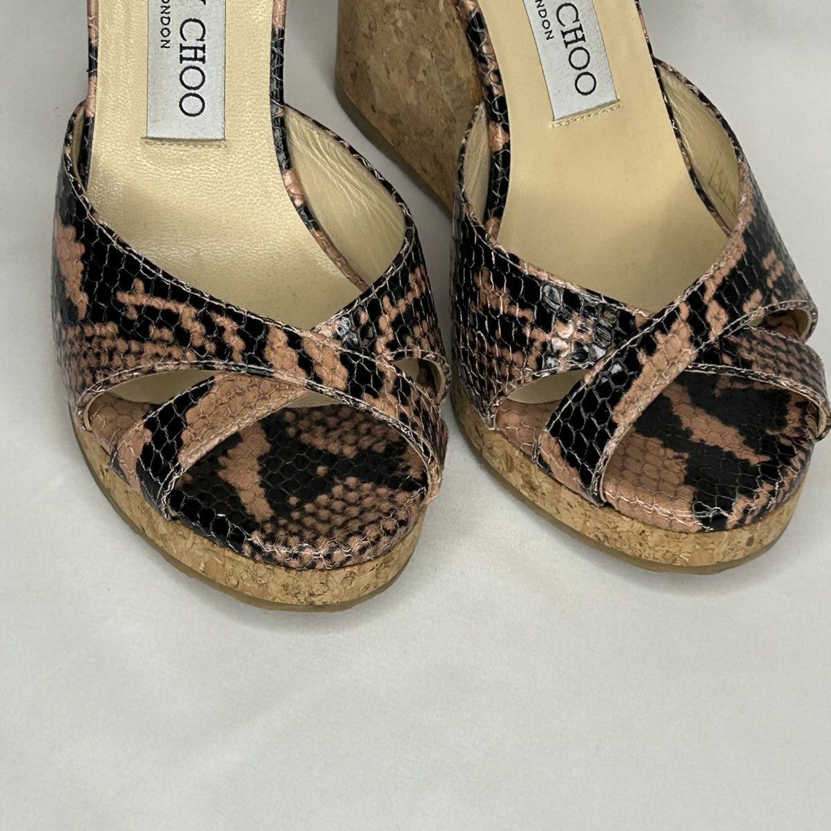 Jimmy Choo Jimmy Choo Almer 80 Snake-Effect Leather Sandals, 37 1/2 Size US 7.5 / IT 37.5 - 7 Thumbnail