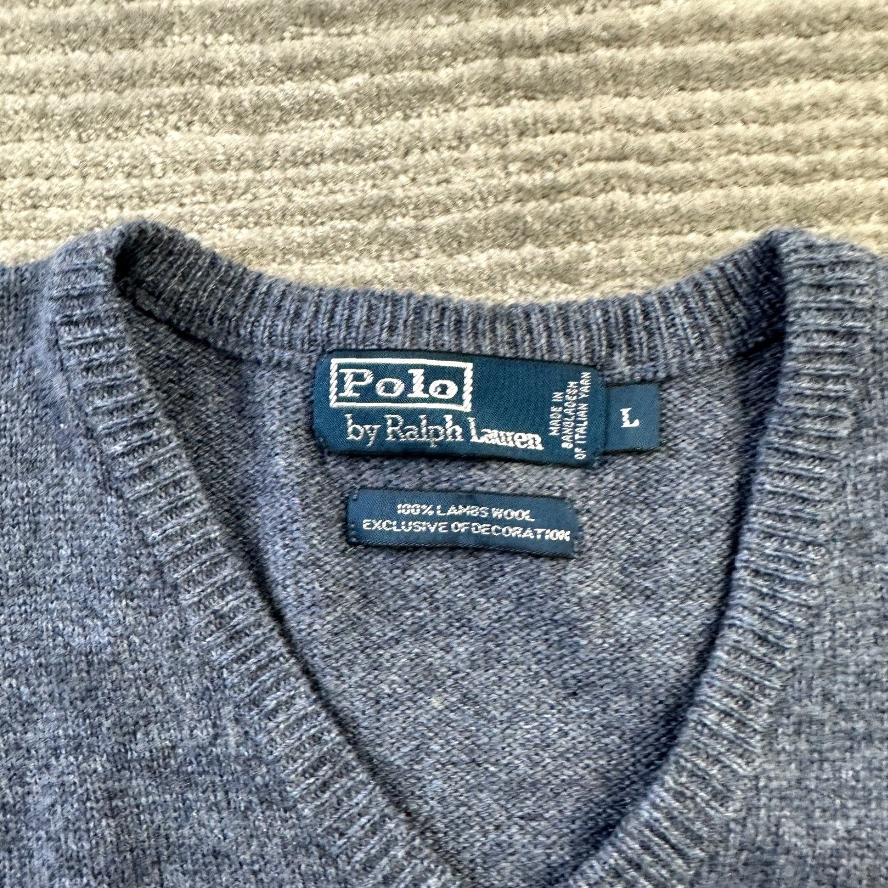 Polo Ralph Lauren Polo Ralph Lauren Sweater Mens Large Blue Lambswool V Neck Pullover Knit Grandpa Size US L / EU 52-54 / 3 - 7 Thumbnail