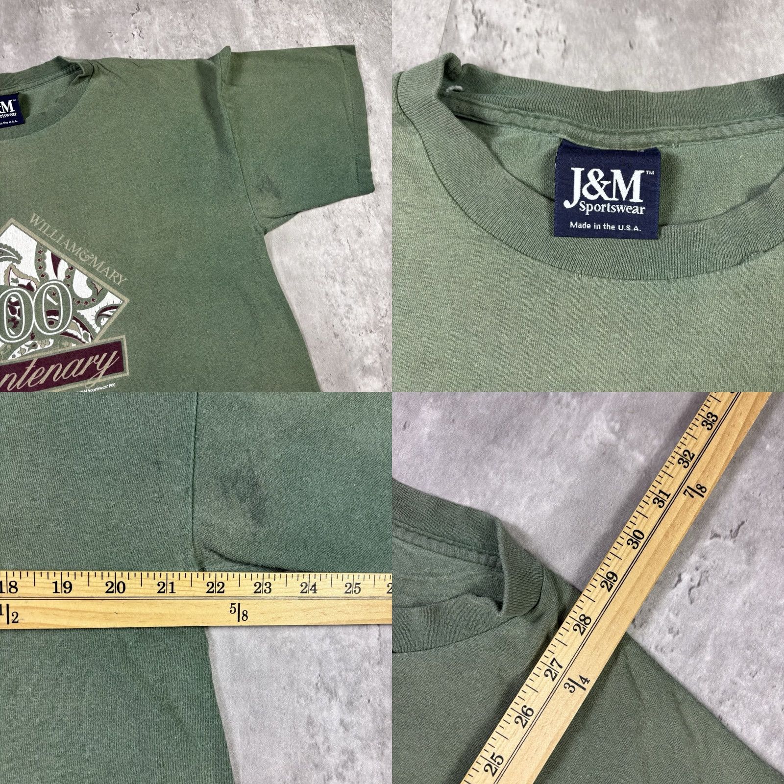 Fruit Of The Loom VINTAGE William & Mary College 90s Green T Shirt XL Size US L / EU 52-54 / 3 - 8 Thumbnail