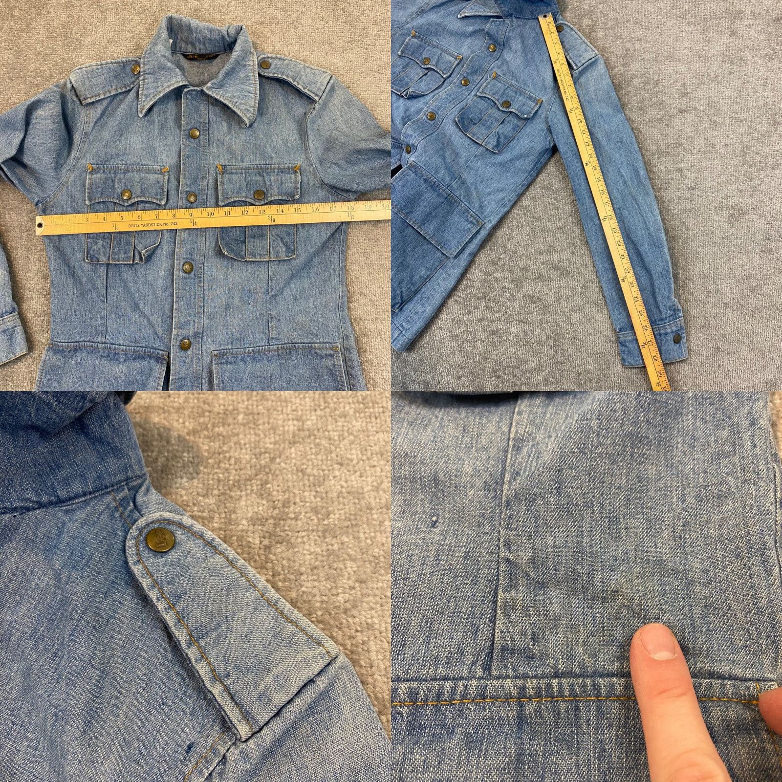 Lee VINTAGE Lee Storm Rider Women S-M Blue Cargo Denim Military Epaulet Snap USA 70s Size S / US 4 / IT 40 - 8 Thumbnail