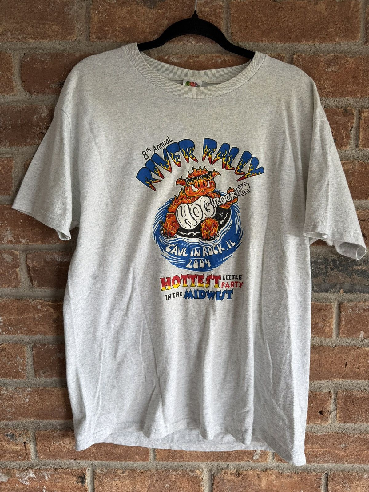 Fruit Of The Loom Vintage 04 Hogrock River Rally T Size L Cave-In-Rock Biker T Size US L / EU 52-54 / 3 - 4 Thumbnail