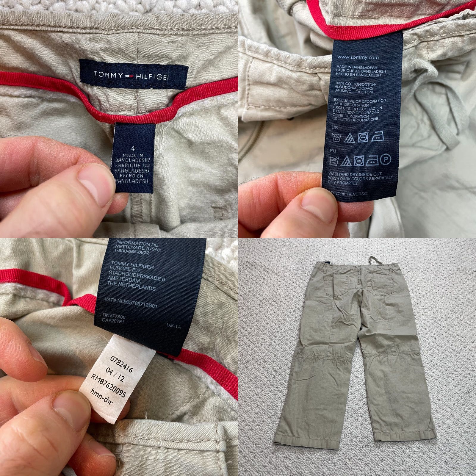 Tommy Hilfiger VINTAGE Tommy Hilfiger Ankle Pants Womens 4 Beige Zip Pockets Cotton Straight 32x25 Size 27" / US 4 / IT 40 - 8 Thumbnail
