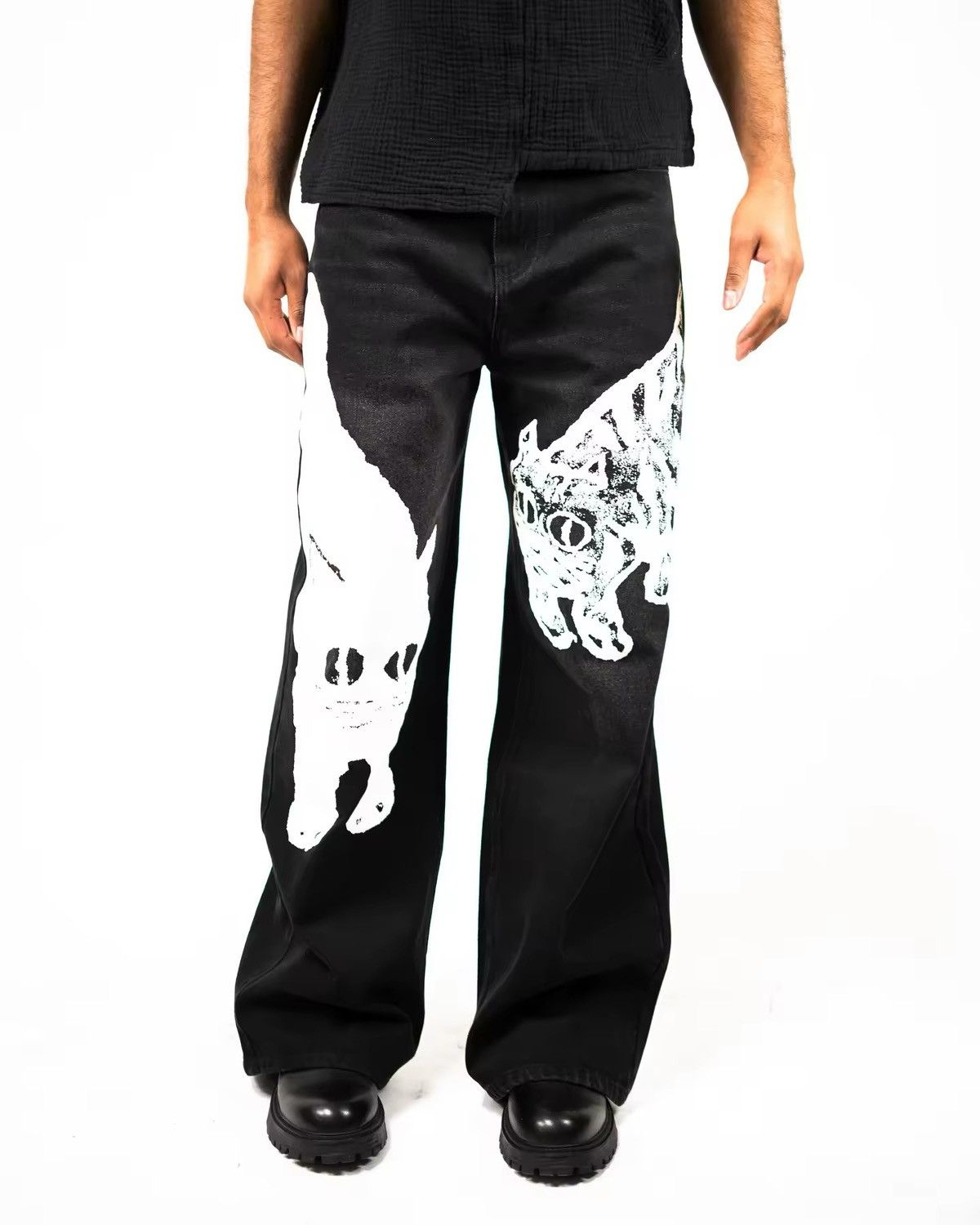 Other Hip Hop Straight Leg Streetwear Embroidered Jeans Size US 32 / EU 48 - 3 Thumbnail